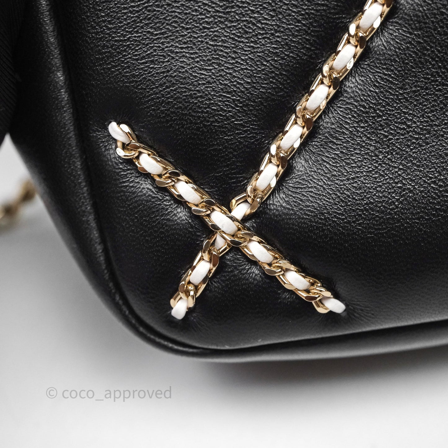 Chanel Small Entwined Chain Flap Black Lambskin Gold Hardware
