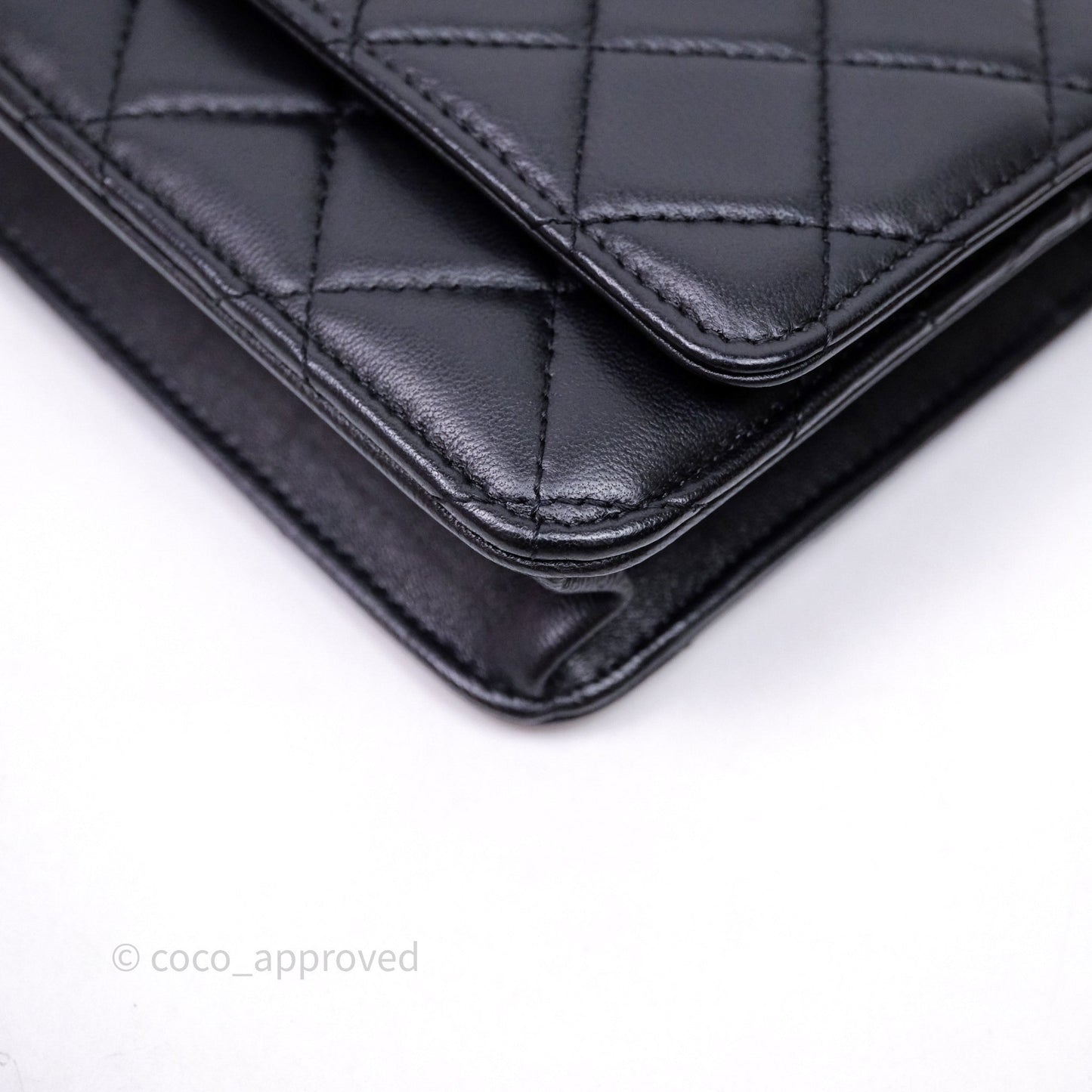 Chanel Quilted Classic Wallet on Chain WOC Black Lambskin Silver Hardware