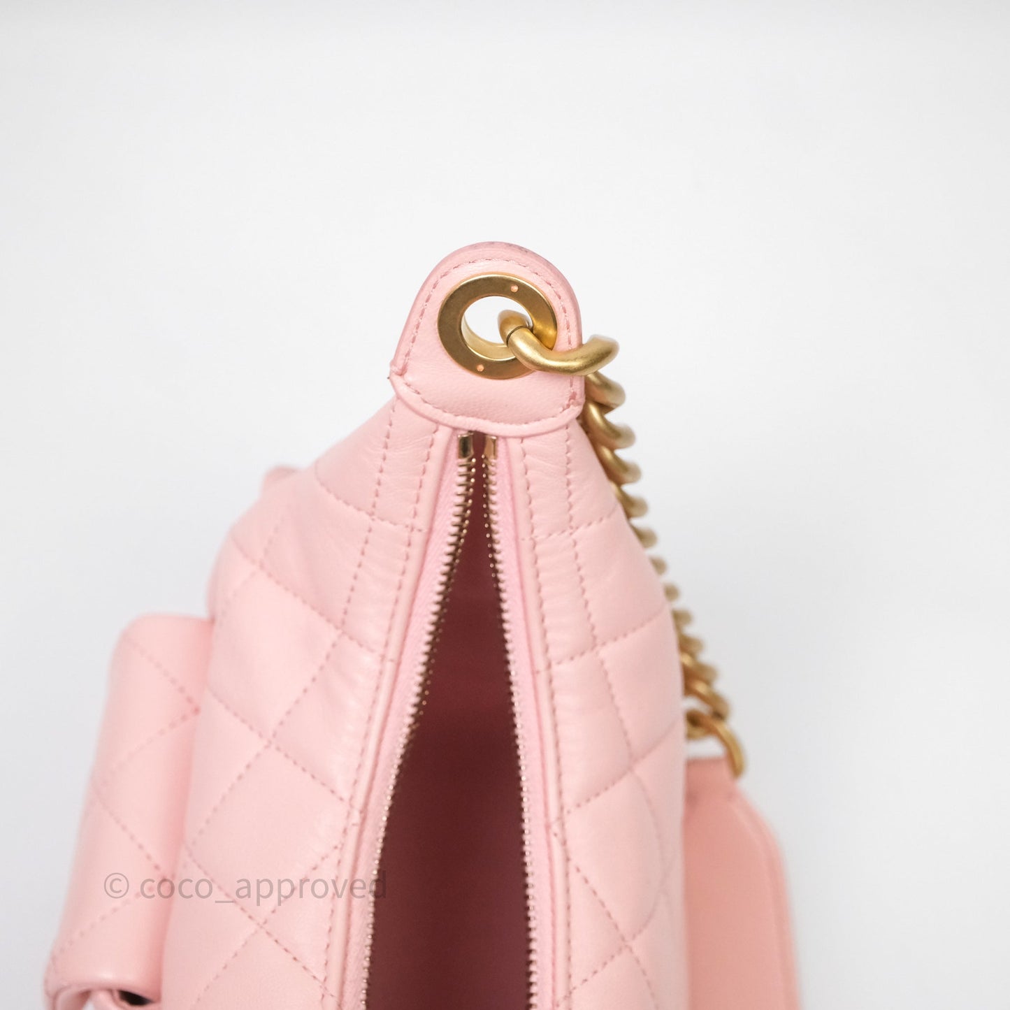 Chanel Small Quilted Trendy Double Pocket Hobo Pink Lambskin Aged Gold Hardware