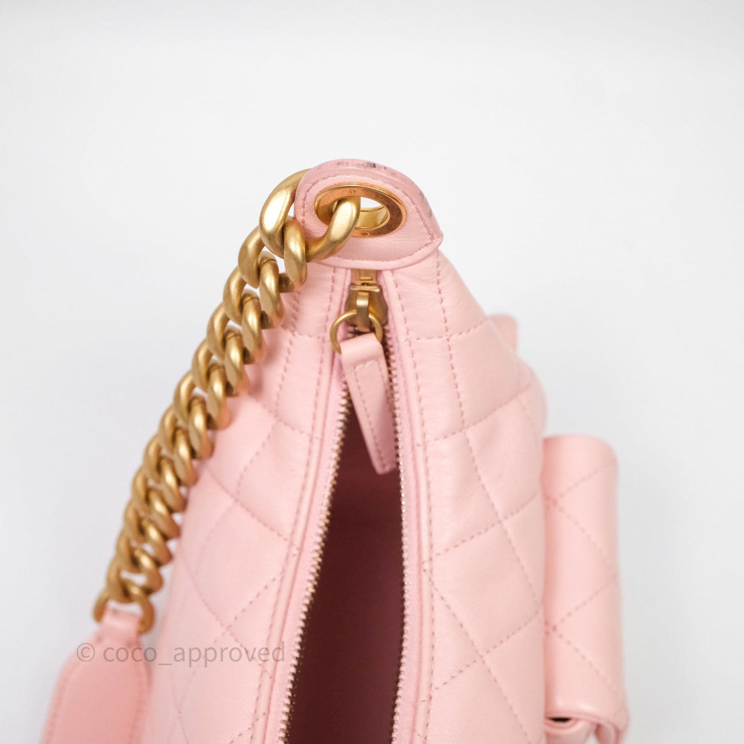 Chanel Small Quilted Trendy Double Pocket Hobo Pink Lambskin Aged Gold Hardware