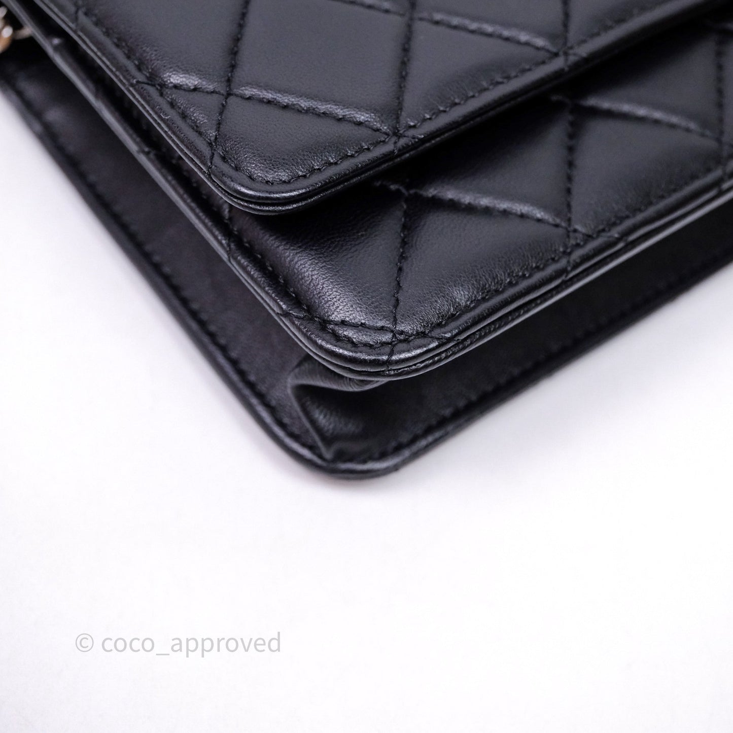 Chanel Quilted Classic Wallet on Chain WOC Black Lambskin Silver Hardware
