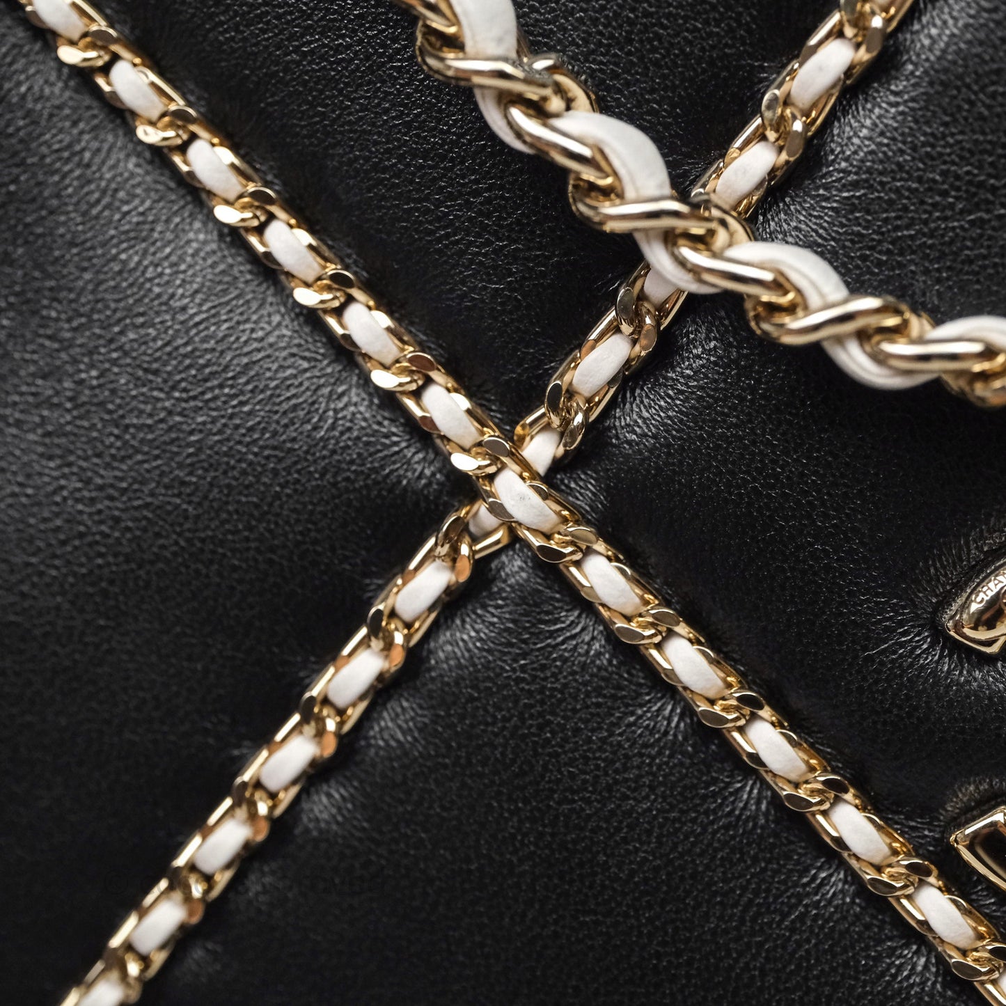 Chanel Small Entwined Chain Flap Black Lambskin Gold Hardware