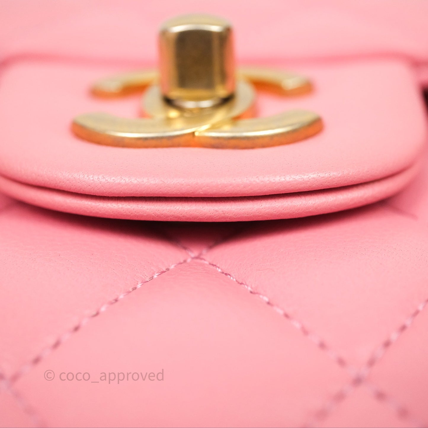 Chanel Small Classic Quilted Flap Pink Lambskin Aged Gold Hardware