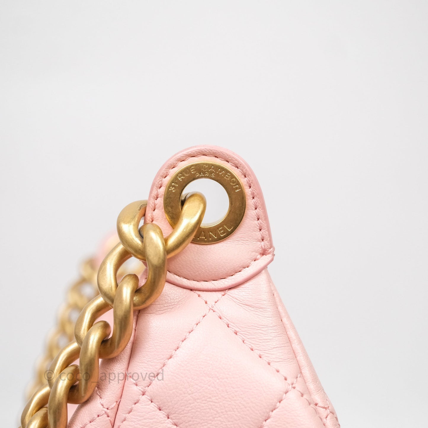Chanel Small Quilted Trendy Double Pocket Hobo Pink Lambskin Aged Gold Hardware