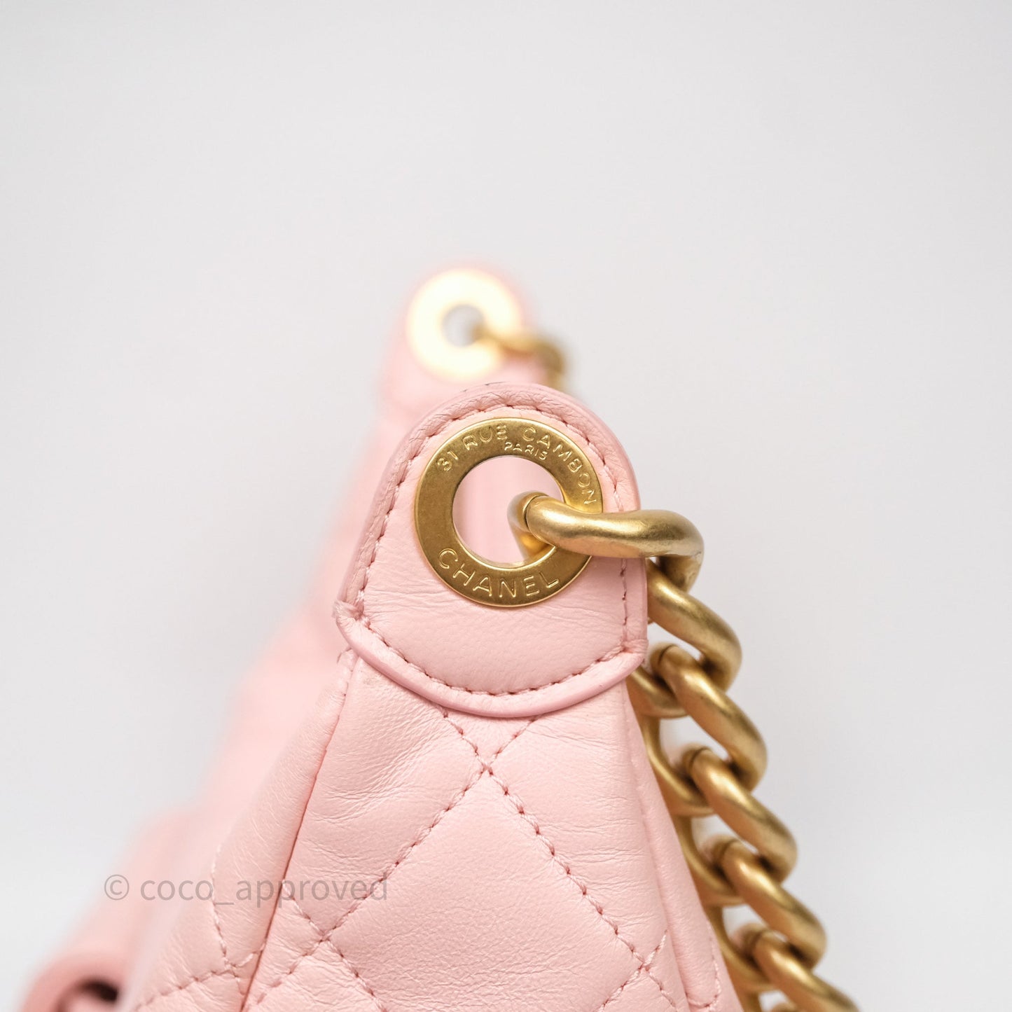 Chanel Small Quilted Trendy Double Pocket Hobo Pink Lambskin Aged Gold Hardware