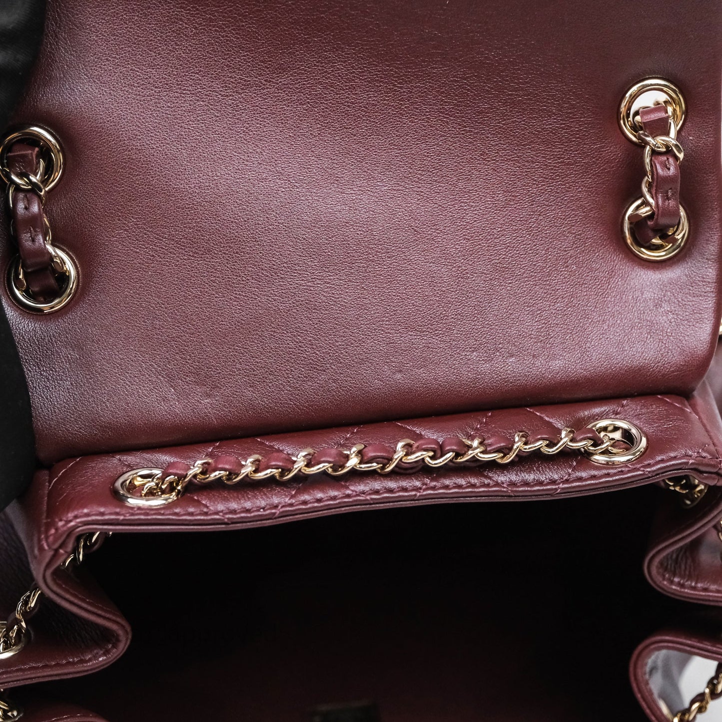 Chanel Quilted Large Duma Drawstring Backpack Bordeaux Calfskin Light Gold Hardware