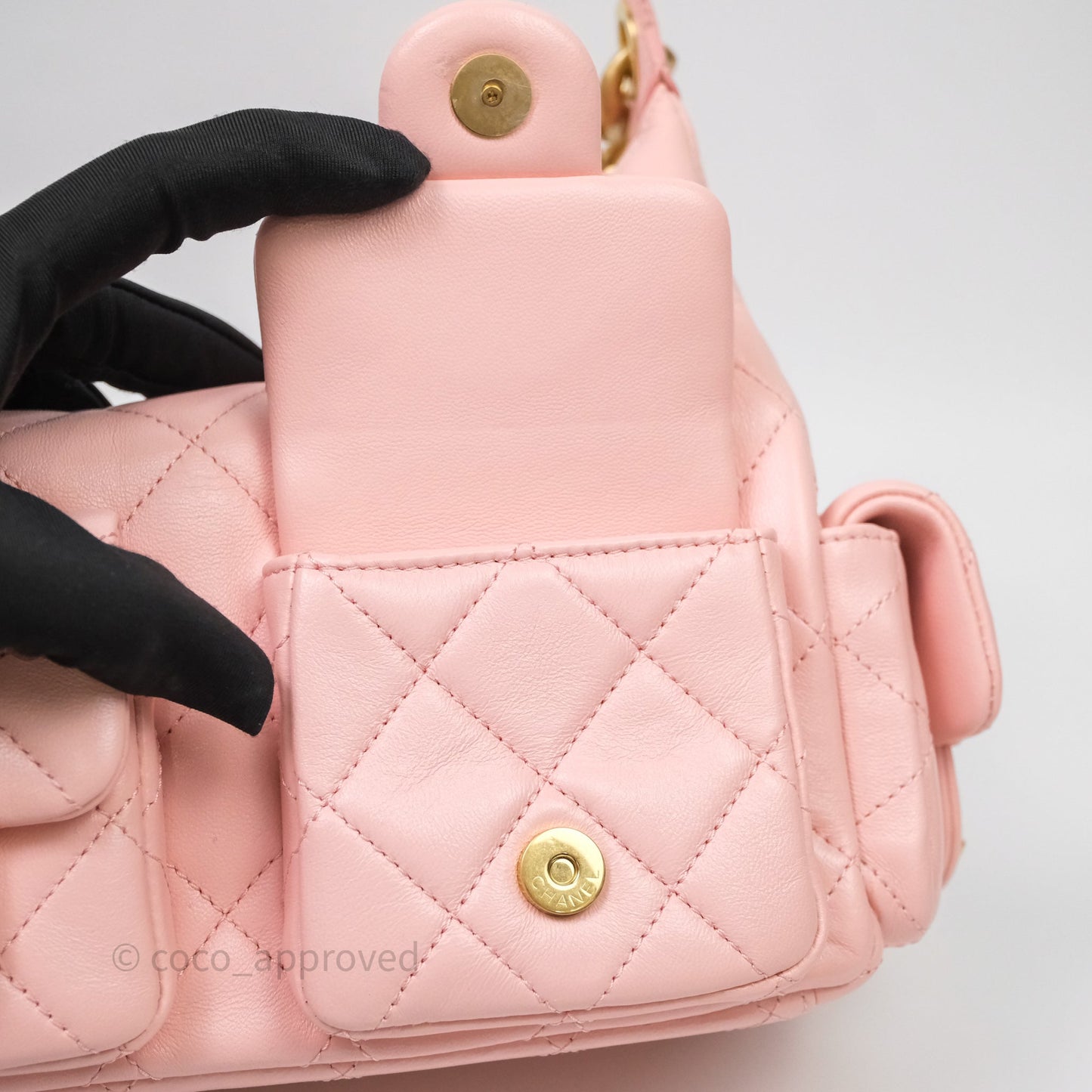 Chanel Small Quilted Trendy Double Pocket Hobo Pink Lambskin Aged Gold Hardware