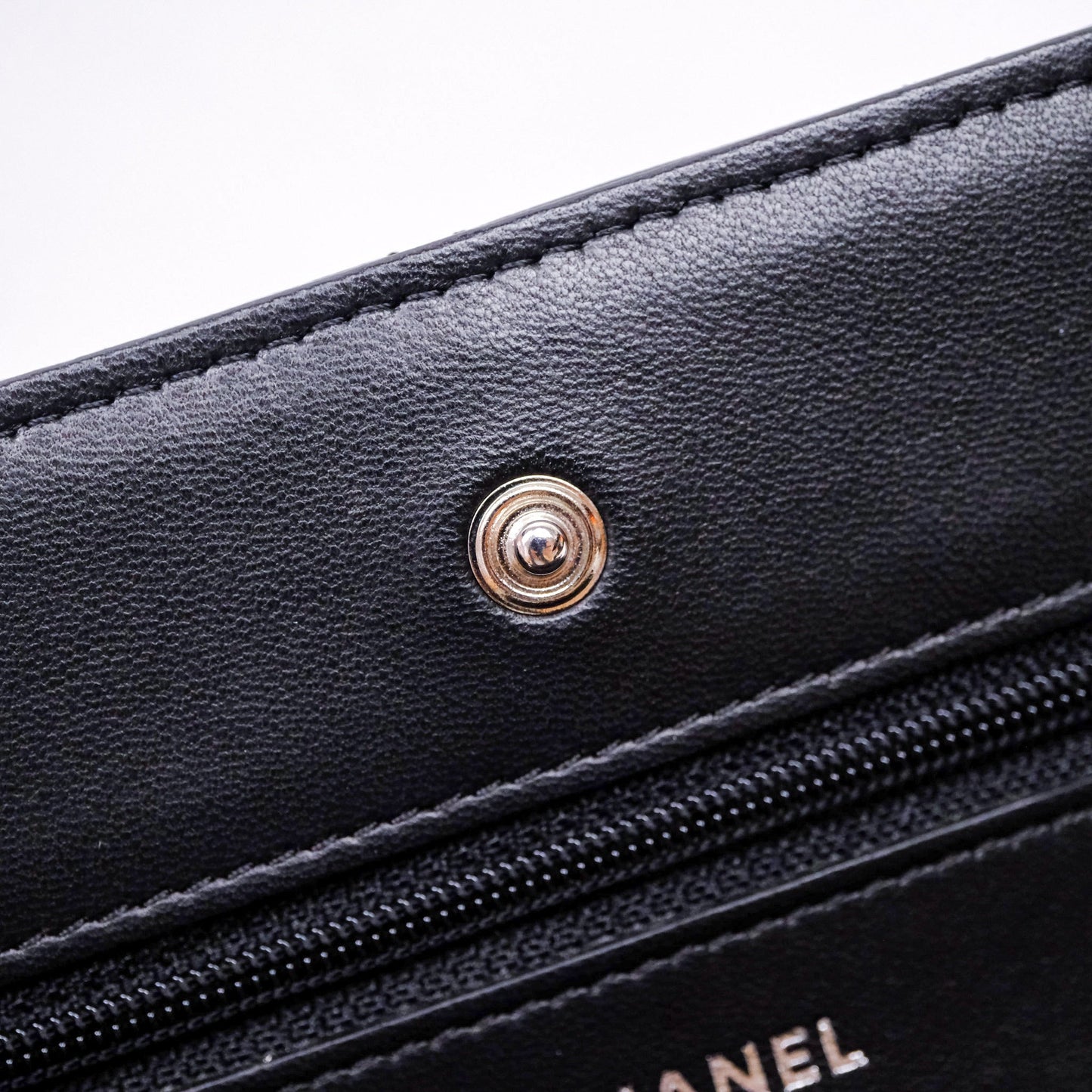 Chanel Quilted Classic Wallet on Chain WOC Black Lambskin Silver Hardware