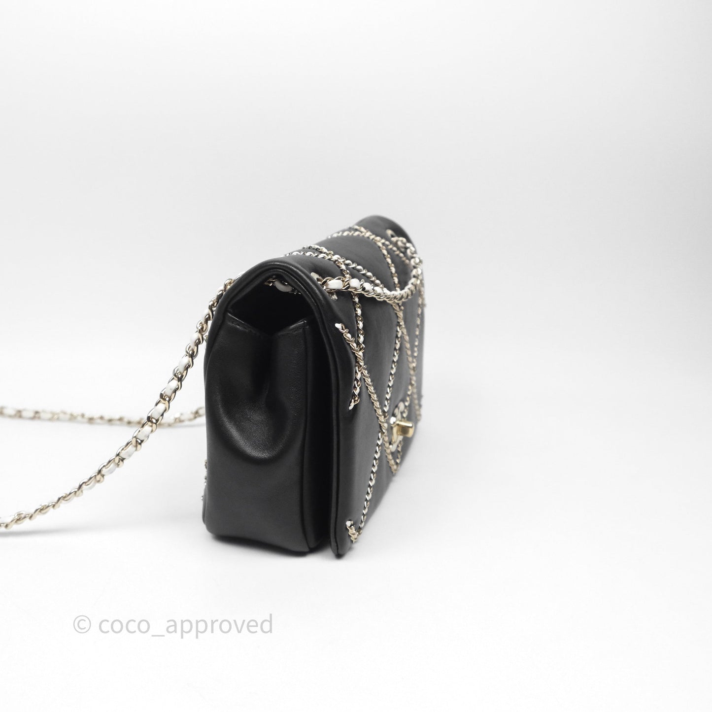 Chanel Small Entwined Chain Flap Black Lambskin Gold Hardware