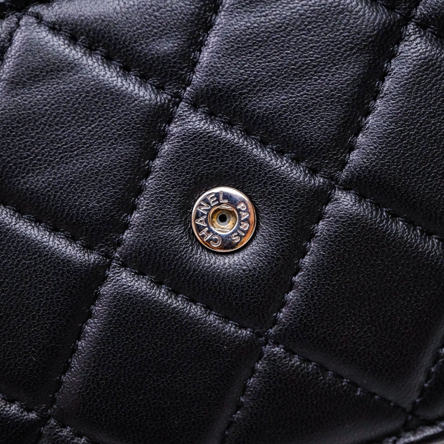 Chanel Quilted Classic Wallet on Chain WOC Black Lambskin Silver Hardware