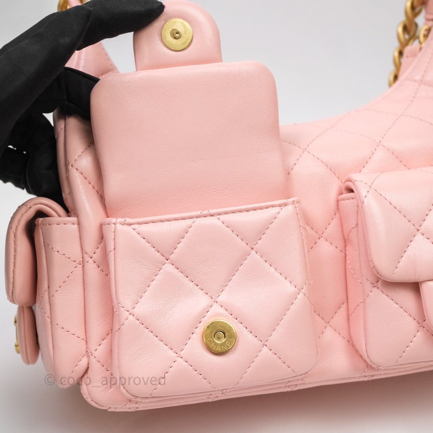 Chanel Small Quilted Trendy Double Pocket Hobo Pink Lambskin Aged Gold Hardware