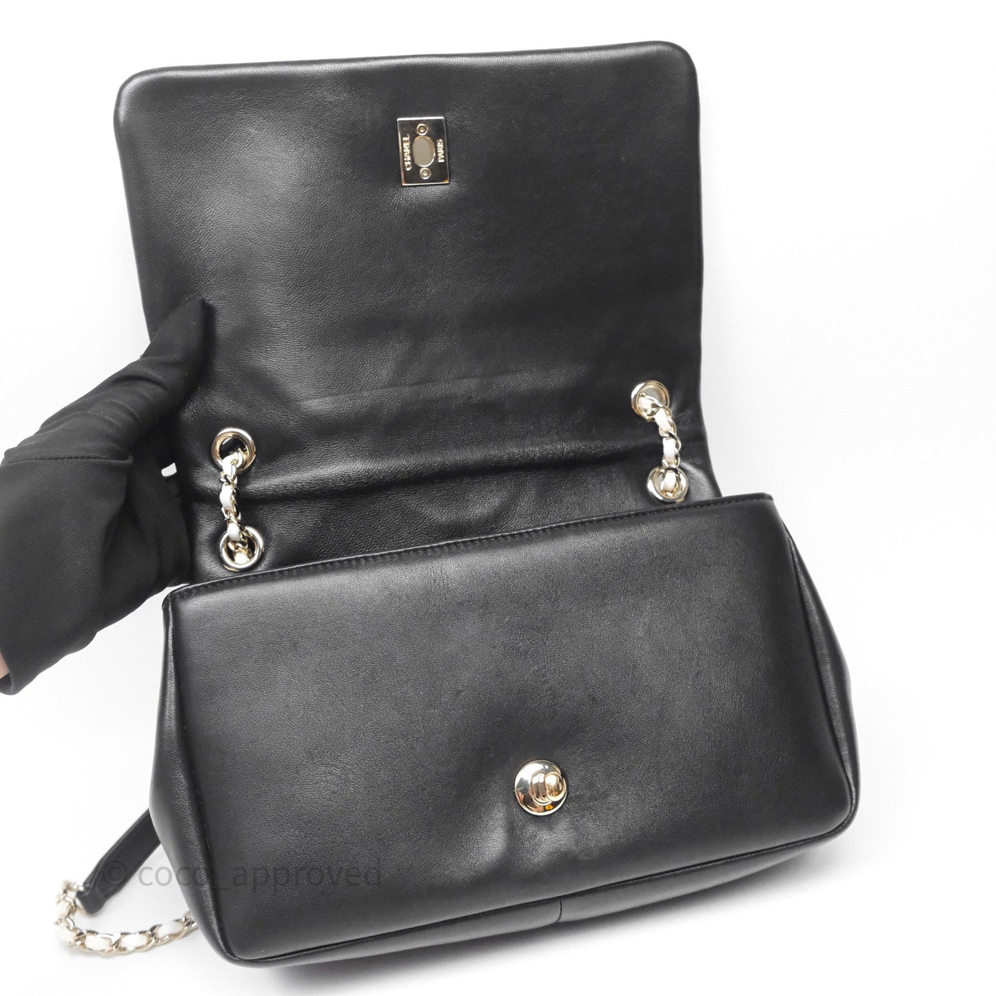 Chanel Small Entwined Chain Flap Black Lambskin Gold Hardware