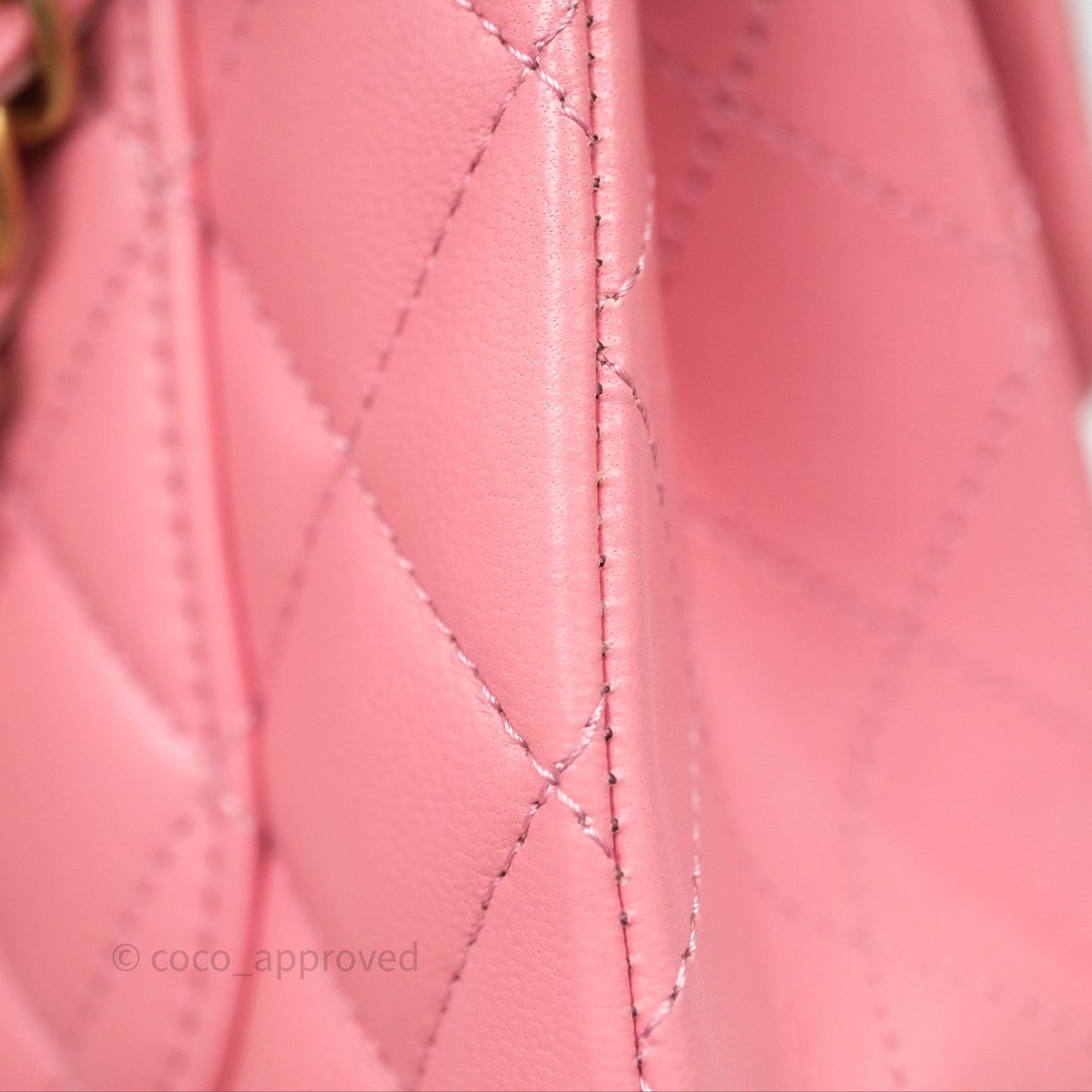 Chanel Small Classic Quilted Flap Pink Lambskin Aged Gold Hardware