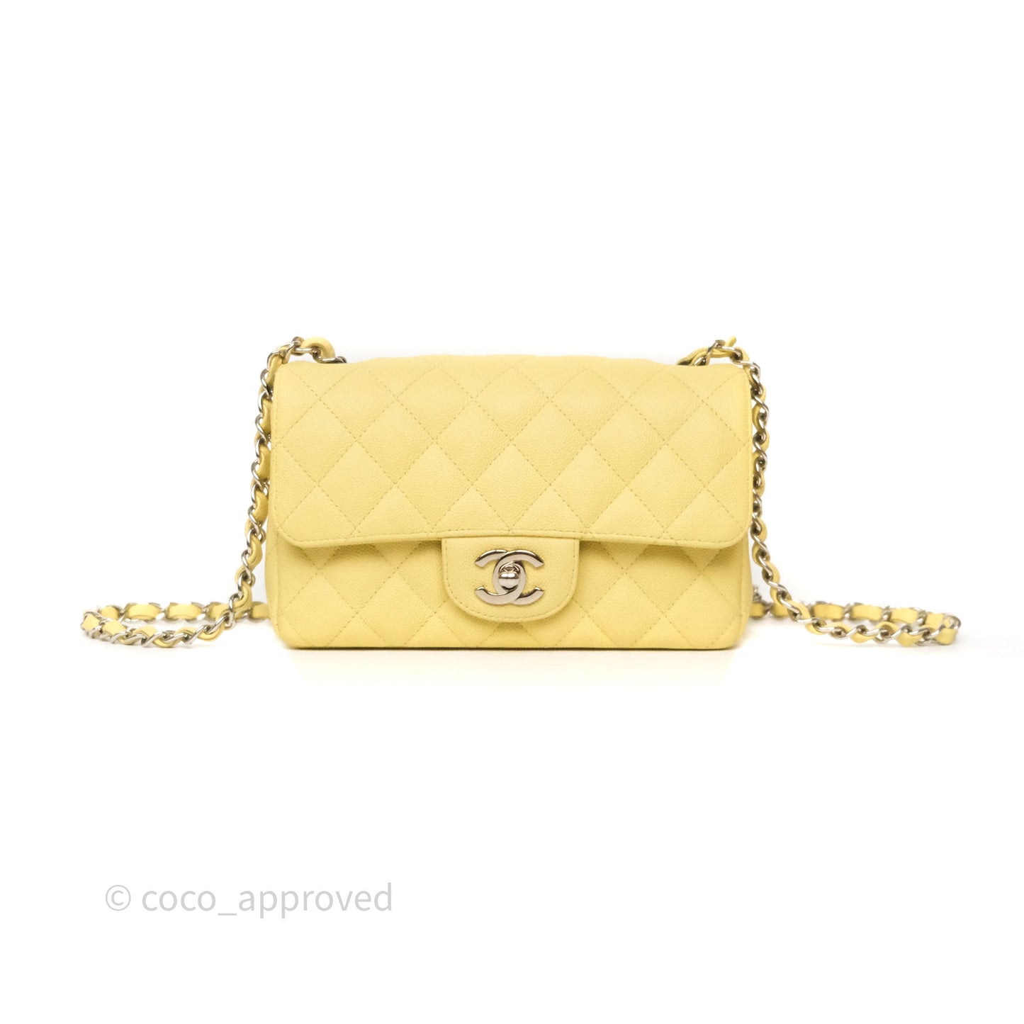 Chanel Mini Rectangular Quilted Yellow Caviar Silver Hardware