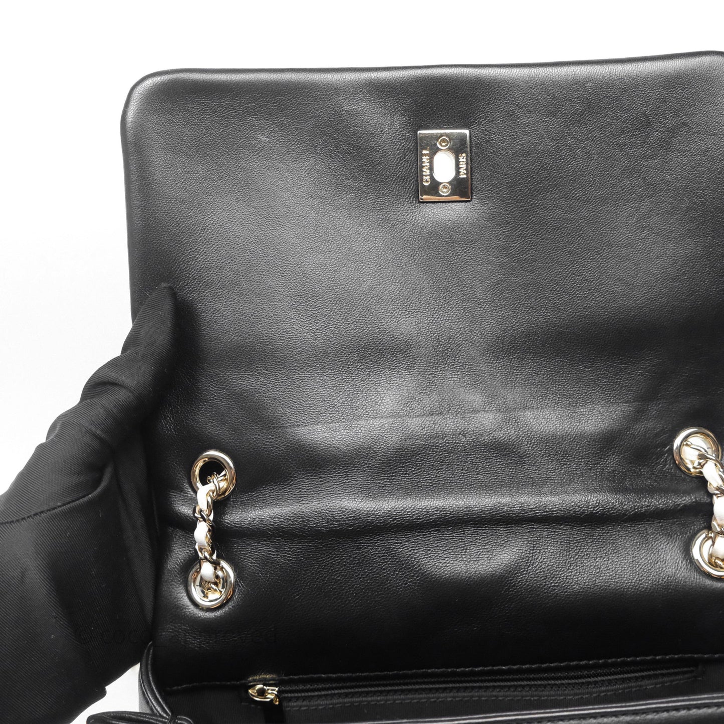Chanel Small Entwined Chain Flap Black Lambskin Gold Hardware