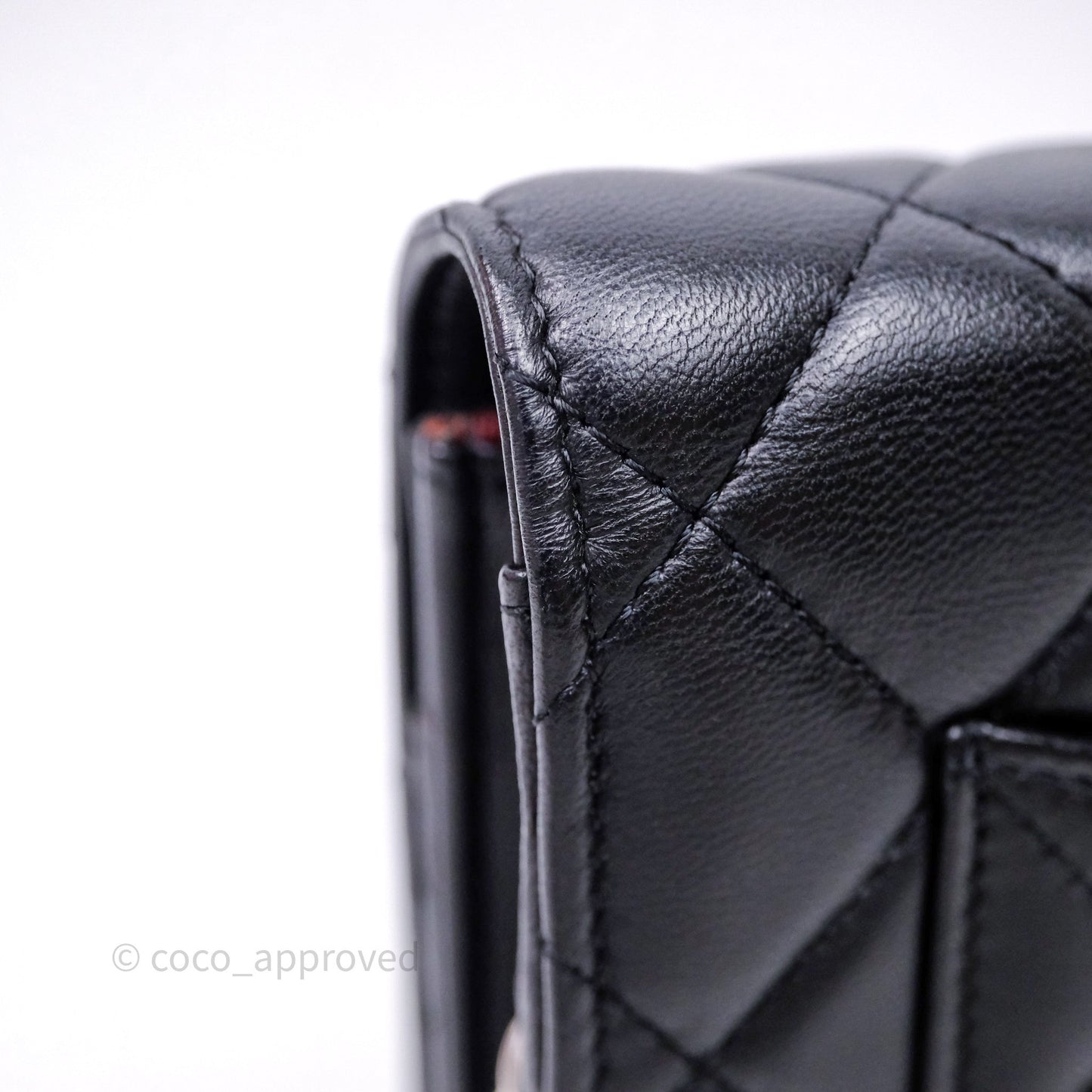Chanel Quilted Classic Wallet on Chain WOC Black Lambskin Silver Hardware