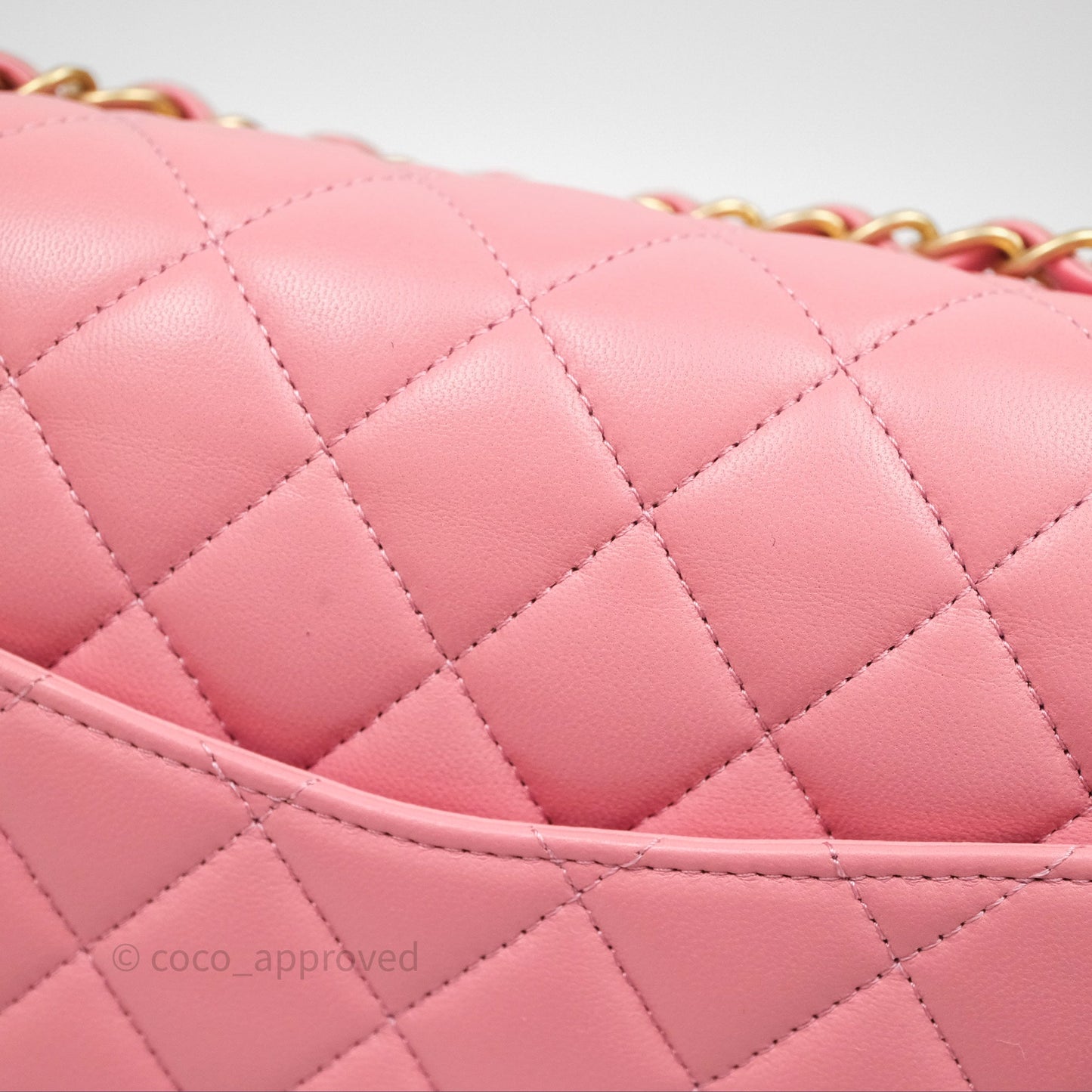 Chanel Small Classic Quilted Flap Pink Lambskin Aged Gold Hardware