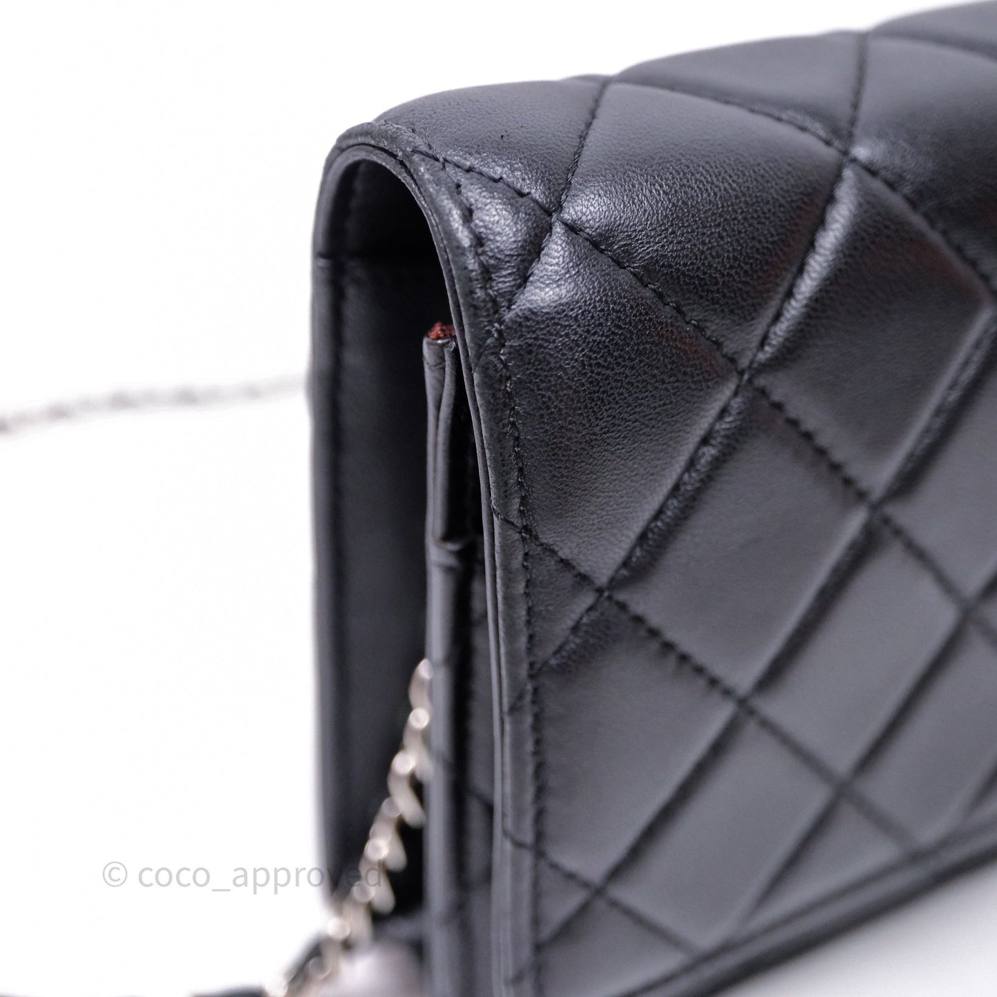 Chanel Quilted Classic Wallet on Chain WOC Black Lambskin Silver Hardware
