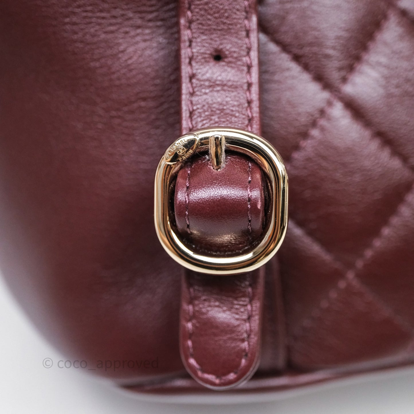 Chanel Quilted Large Duma Drawstring Backpack Bordeaux Calfskin Light Gold Hardware