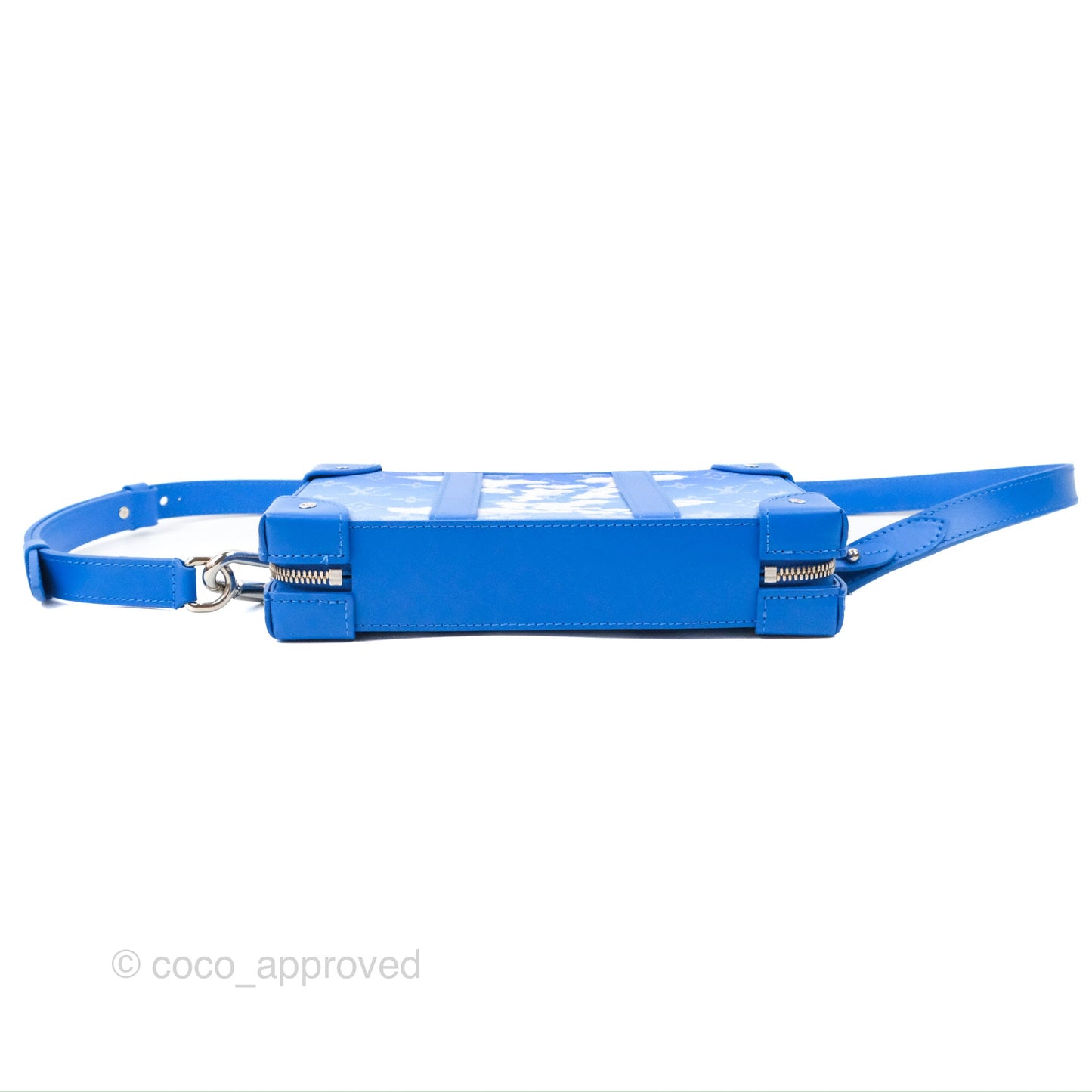 Louis Vuitton Virgil Abloh Blue Monogram Clouds Coated Canvas Soft Trunk Wallet Silver Hardware
