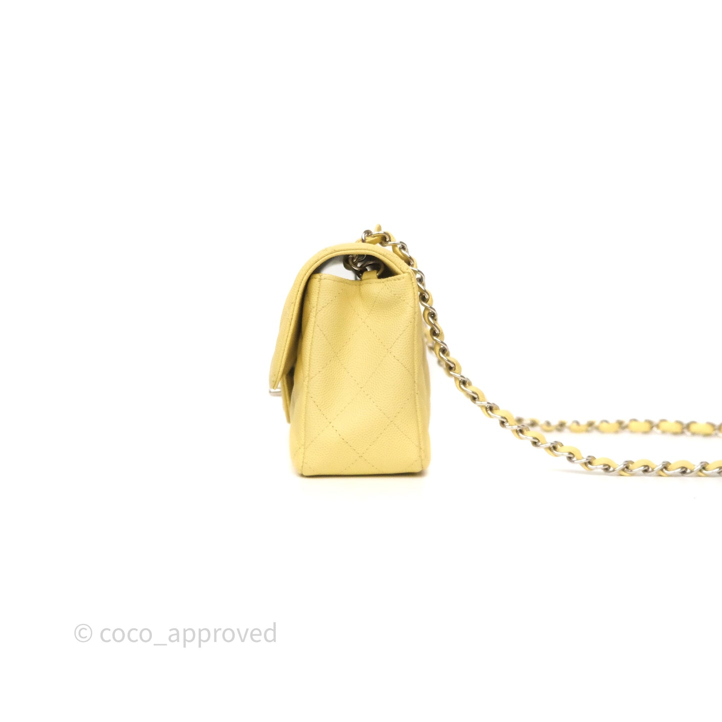 Chanel Mini Rectangular Quilted Yellow Caviar Silver Hardware