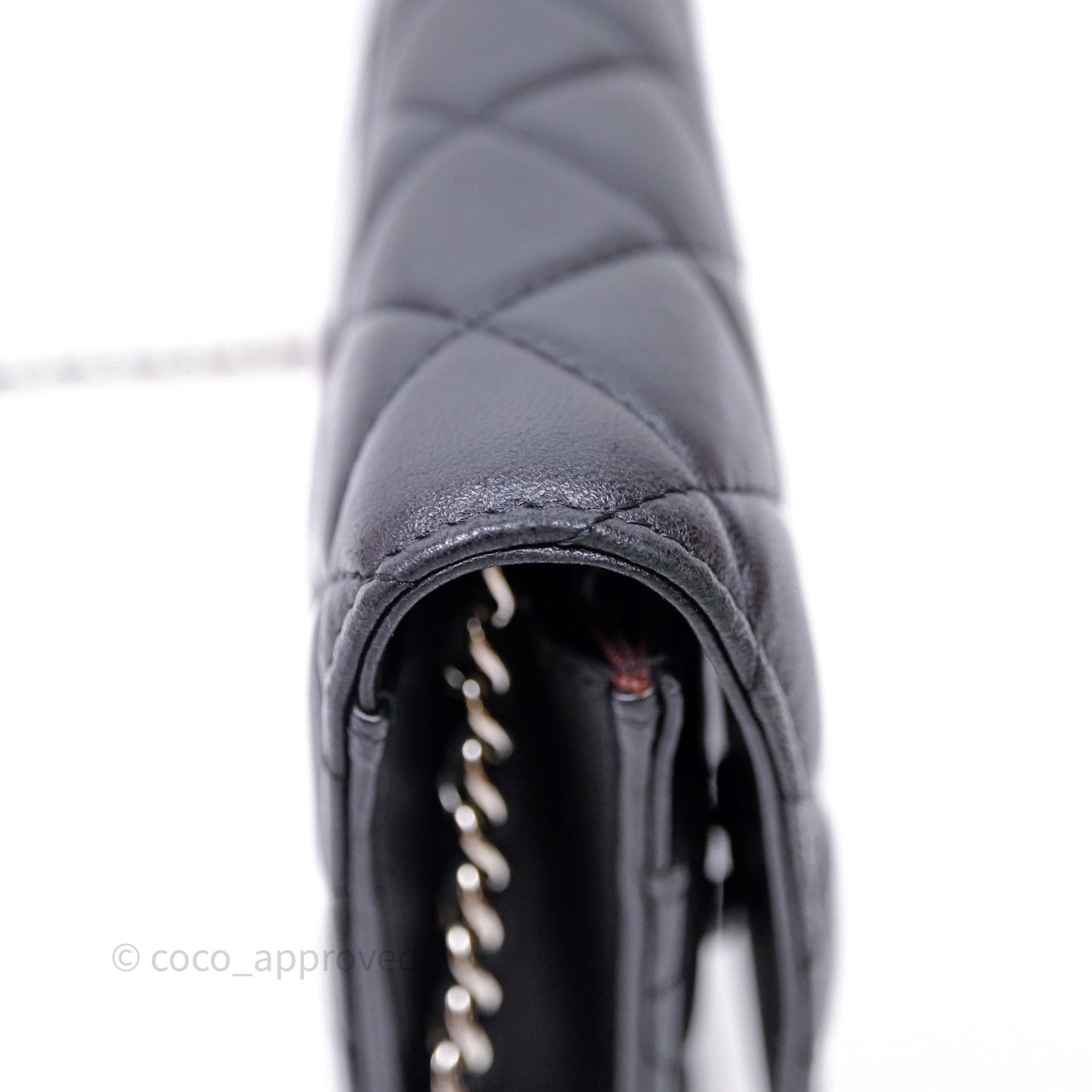 Chanel Quilted Classic Wallet on Chain WOC Black Lambskin Silver Hardware
