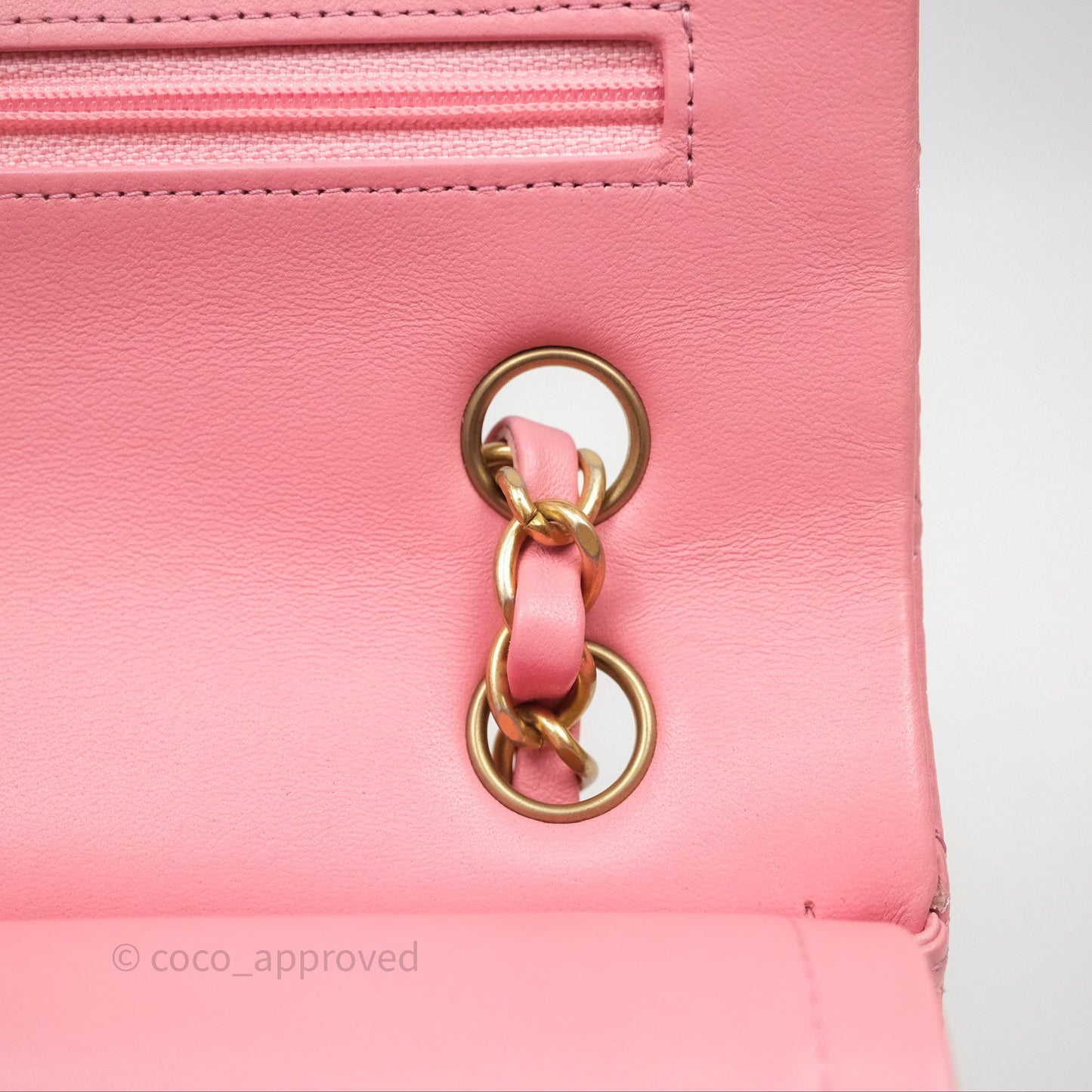 Chanel Small Classic Quilted Flap Pink Lambskin Aged Gold Hardware
