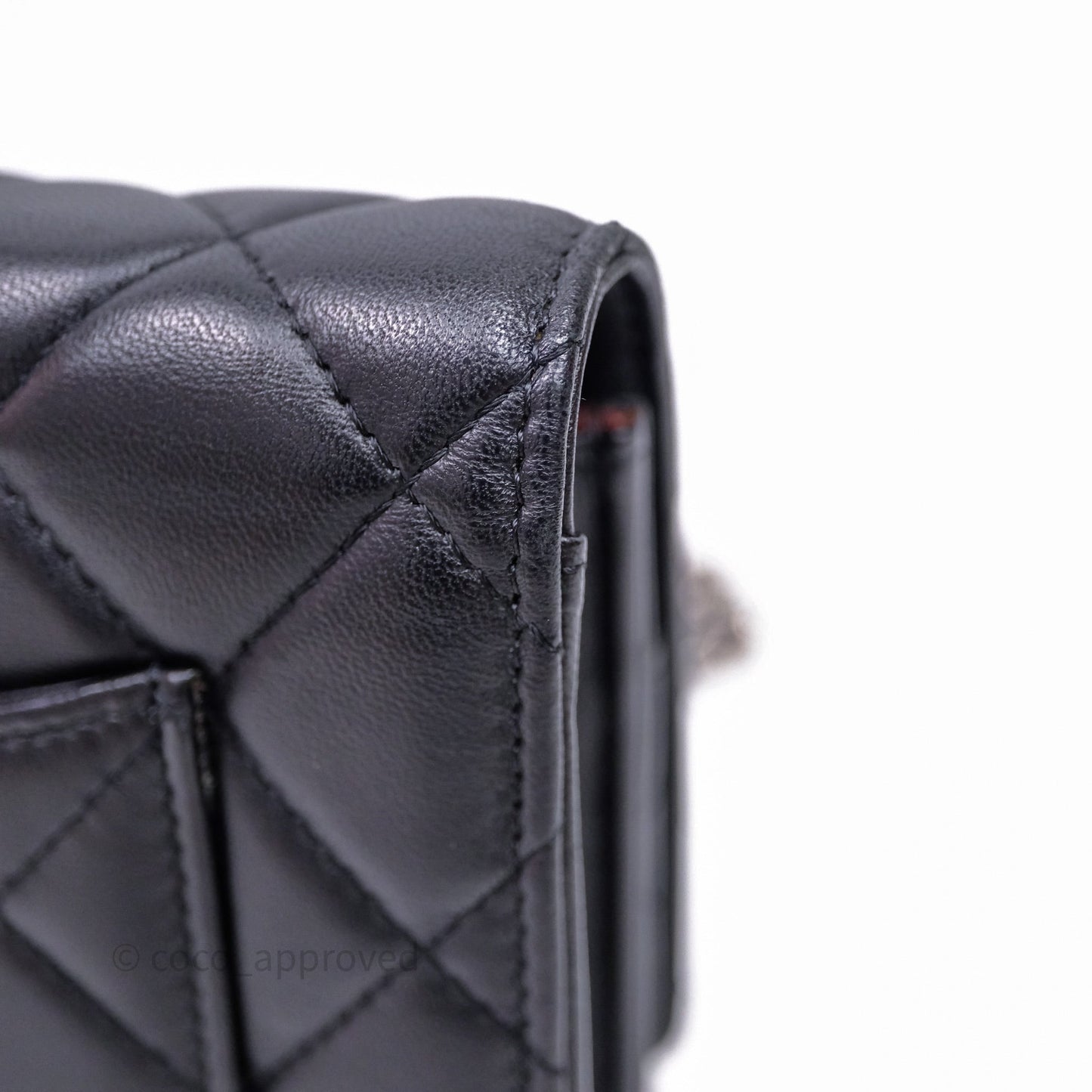 Chanel Quilted Classic Wallet on Chain WOC Black Lambskin Silver Hardware