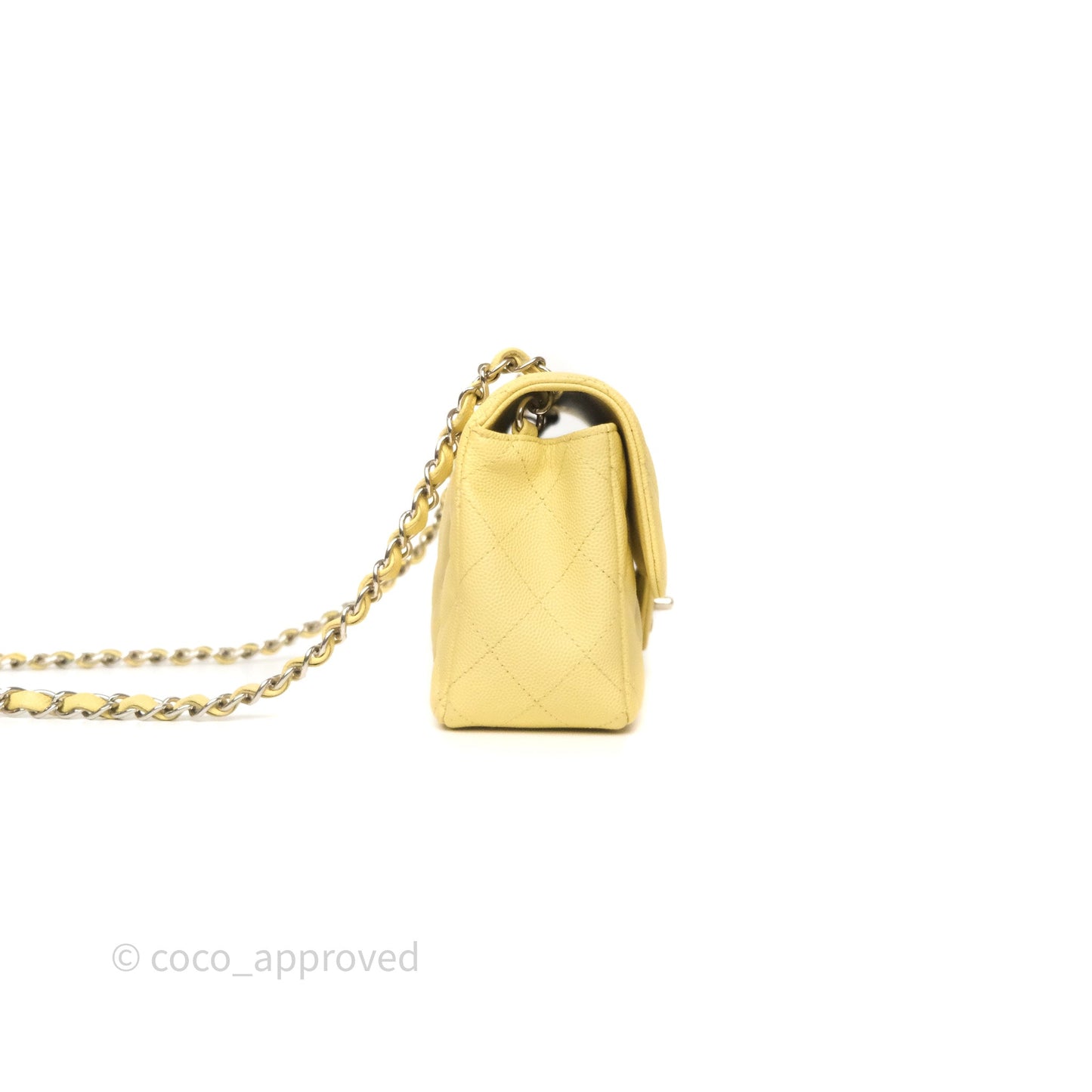 Chanel Mini Rectangular Quilted Yellow Caviar Silver Hardware