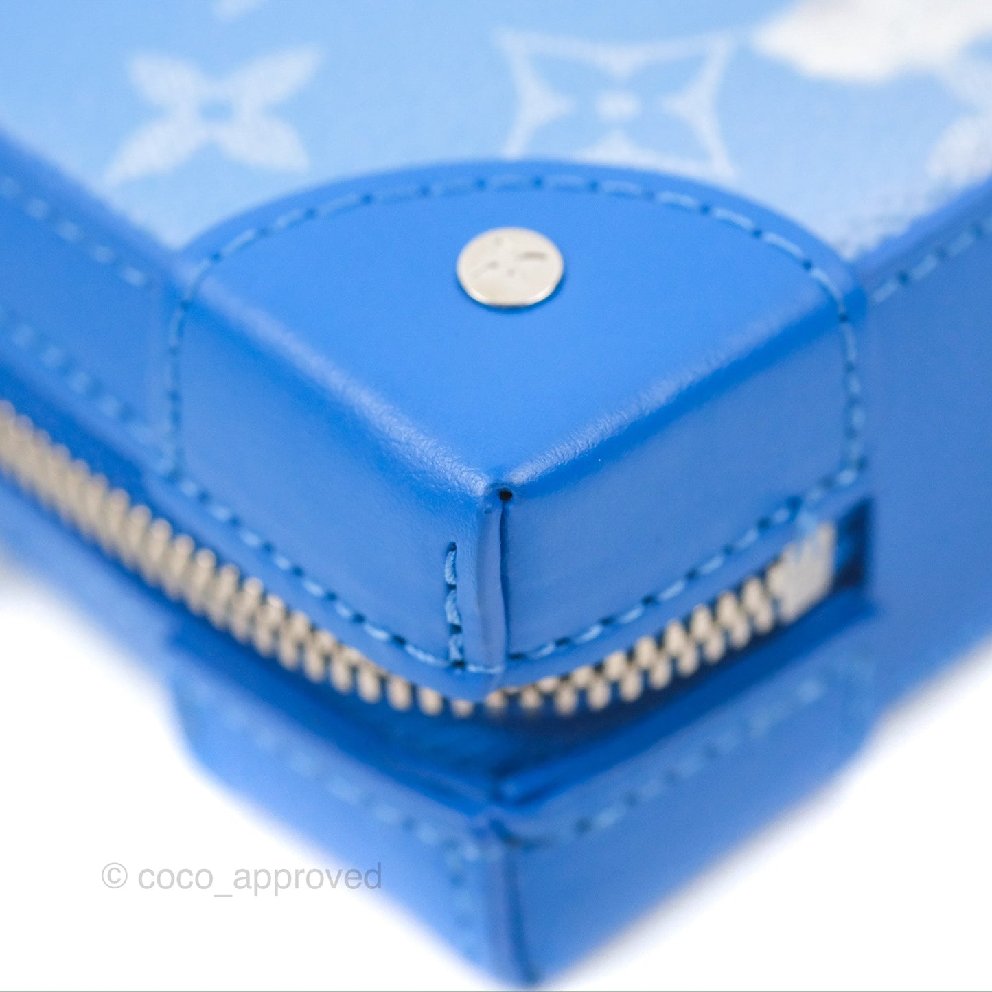 Louis Vuitton Virgil Abloh Blue Monogram Clouds Coated Canvas Soft Trunk Wallet Silver Hardware