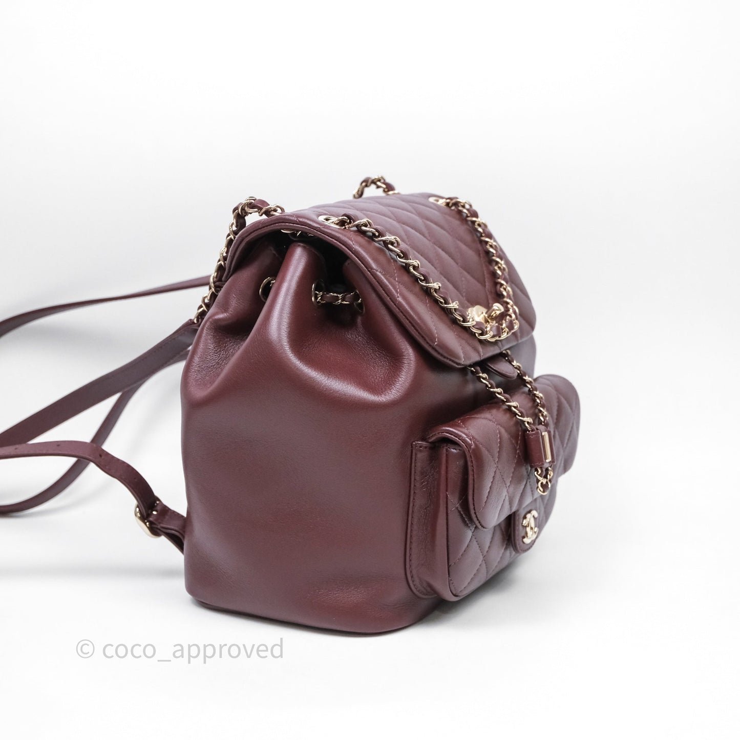 Chanel Quilted Large Duma Drawstring Backpack Bordeaux Calfskin Light Gold Hardware