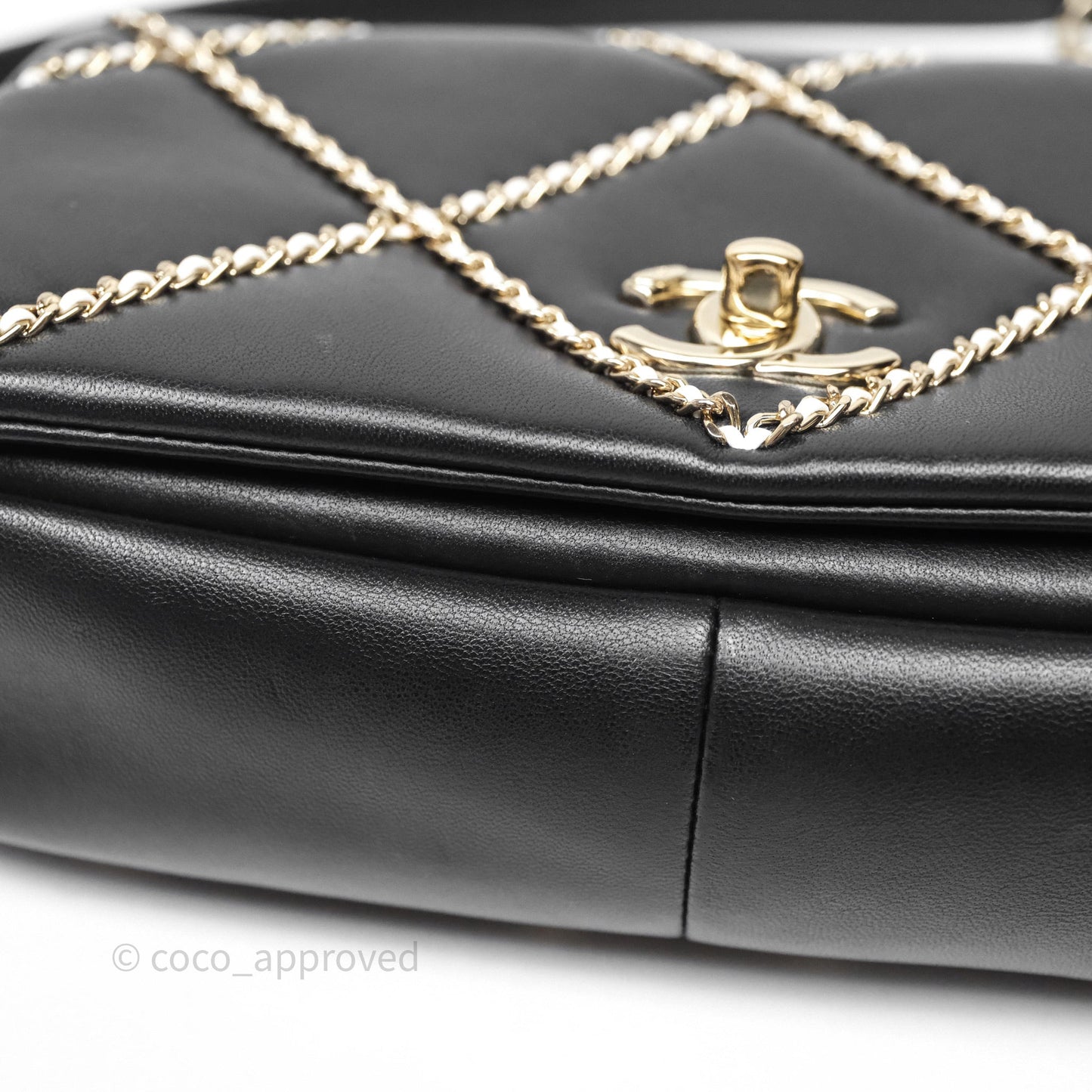Chanel Small Entwined Chain Flap Black Lambskin Gold Hardware