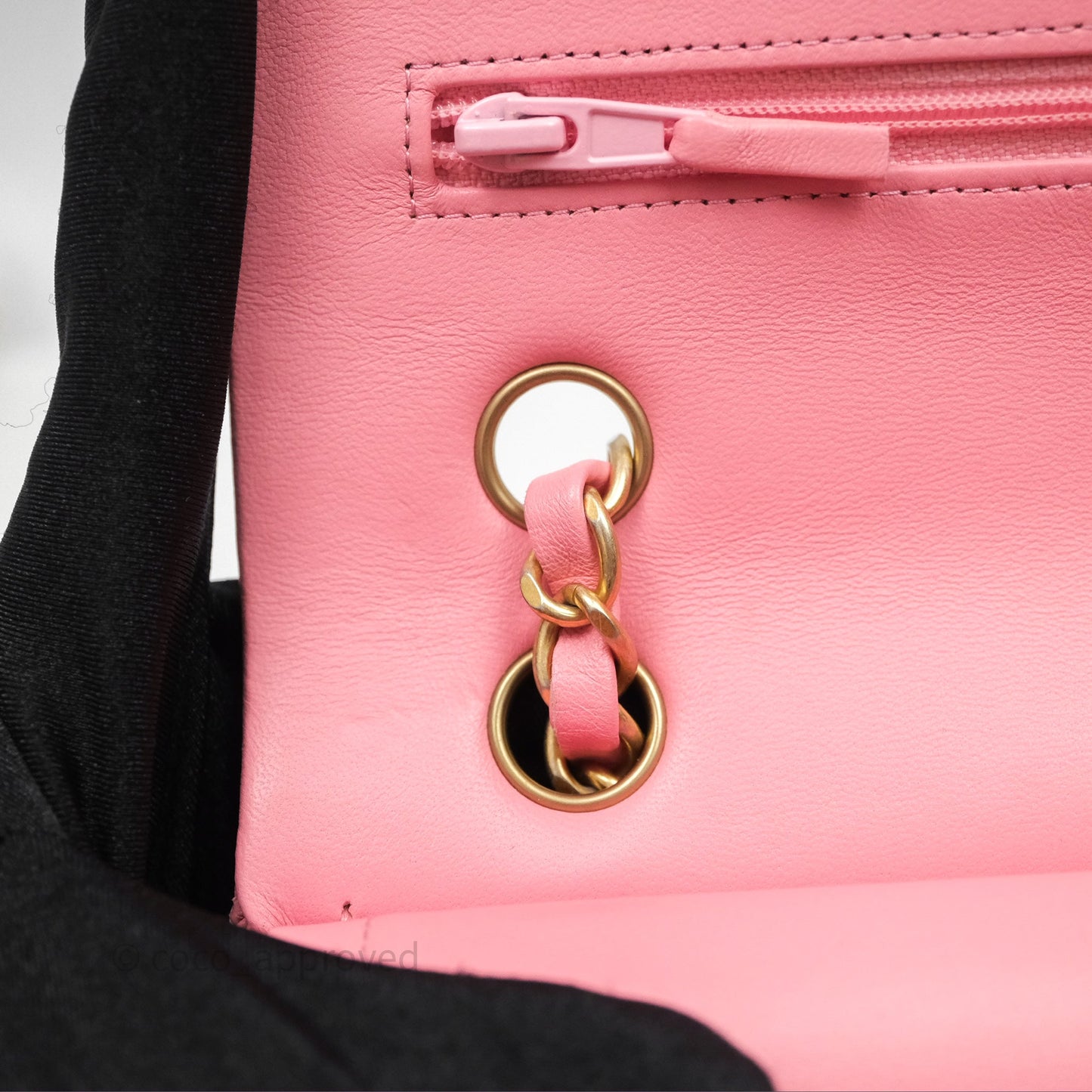 Chanel Small Classic Quilted Flap Pink Lambskin Aged Gold Hardware