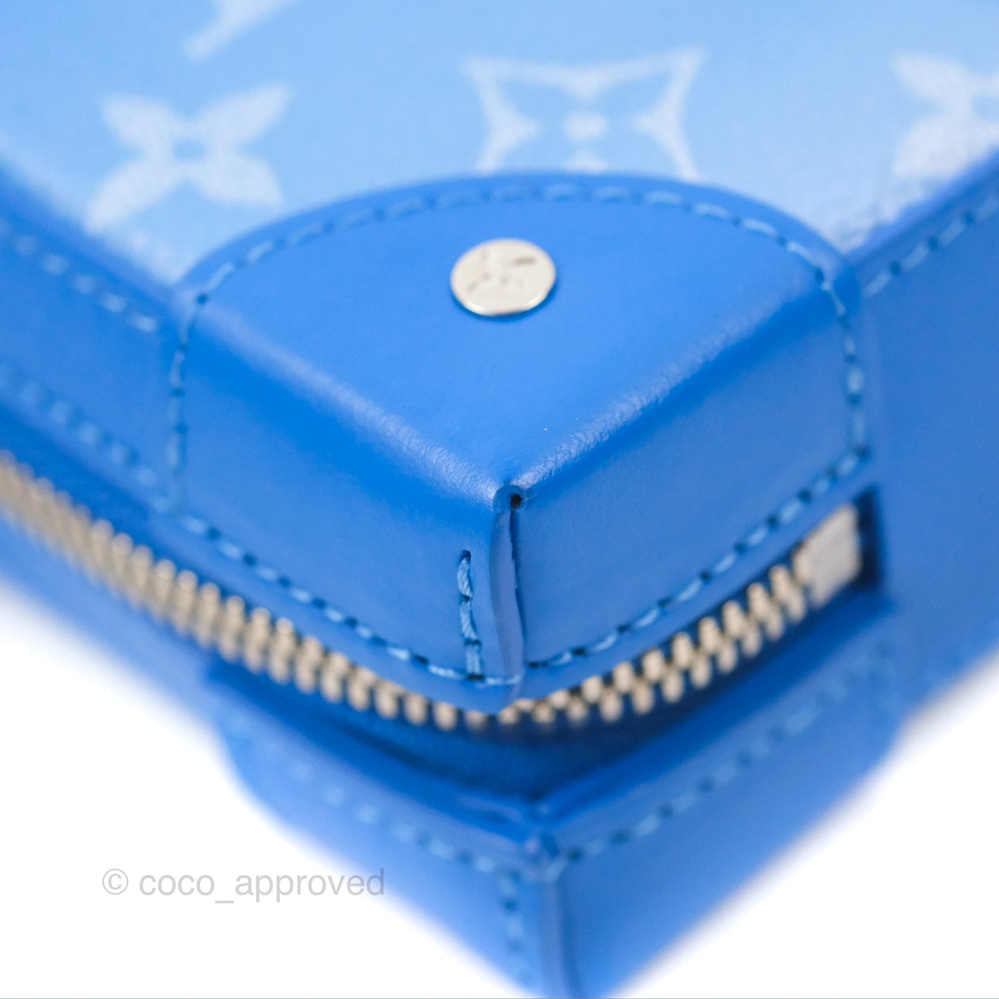 Louis Vuitton Virgil Abloh Blue Monogram Clouds Coated Canvas Soft Trunk Wallet Silver Hardware