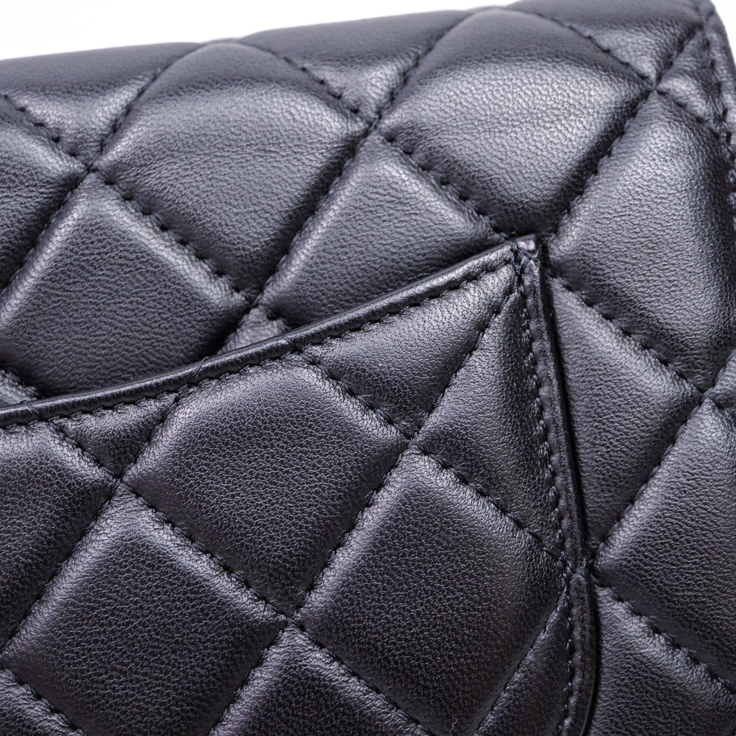 Chanel Quilted Classic Wallet on Chain WOC Black Lambskin Silver Hardware