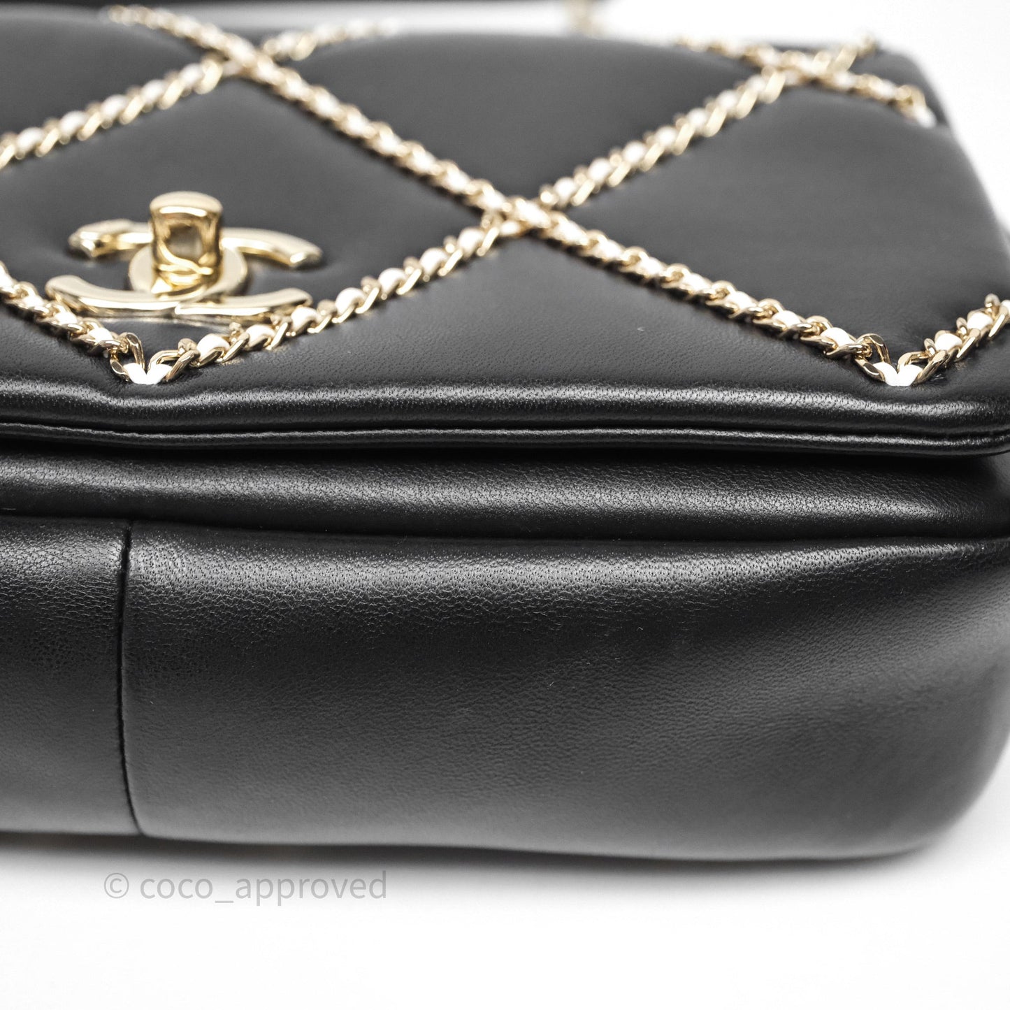 Chanel Small Entwined Chain Flap Black Lambskin Gold Hardware
