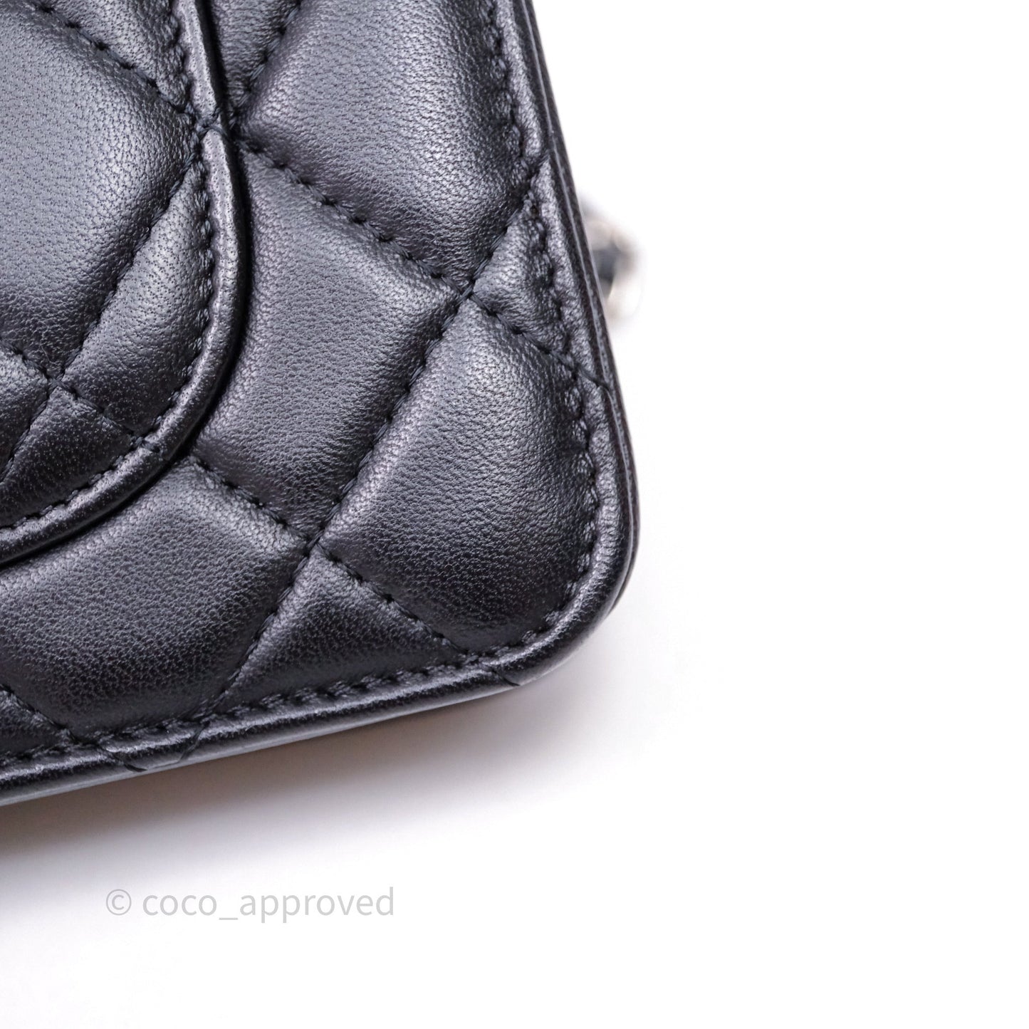 Chanel Quilted Classic Wallet on Chain WOC Black Lambskin Silver Hardware