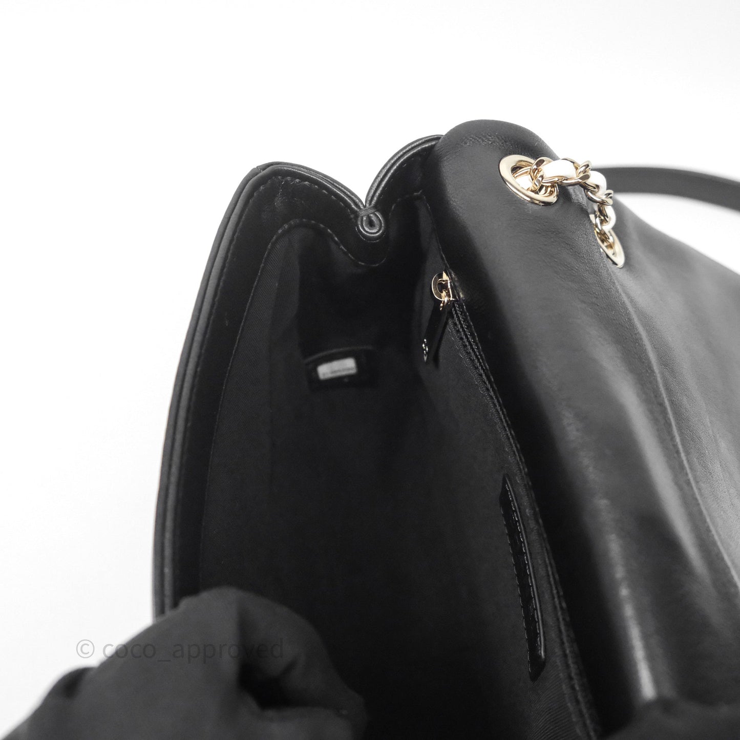 Chanel Small Entwined Chain Flap Black Lambskin Gold Hardware