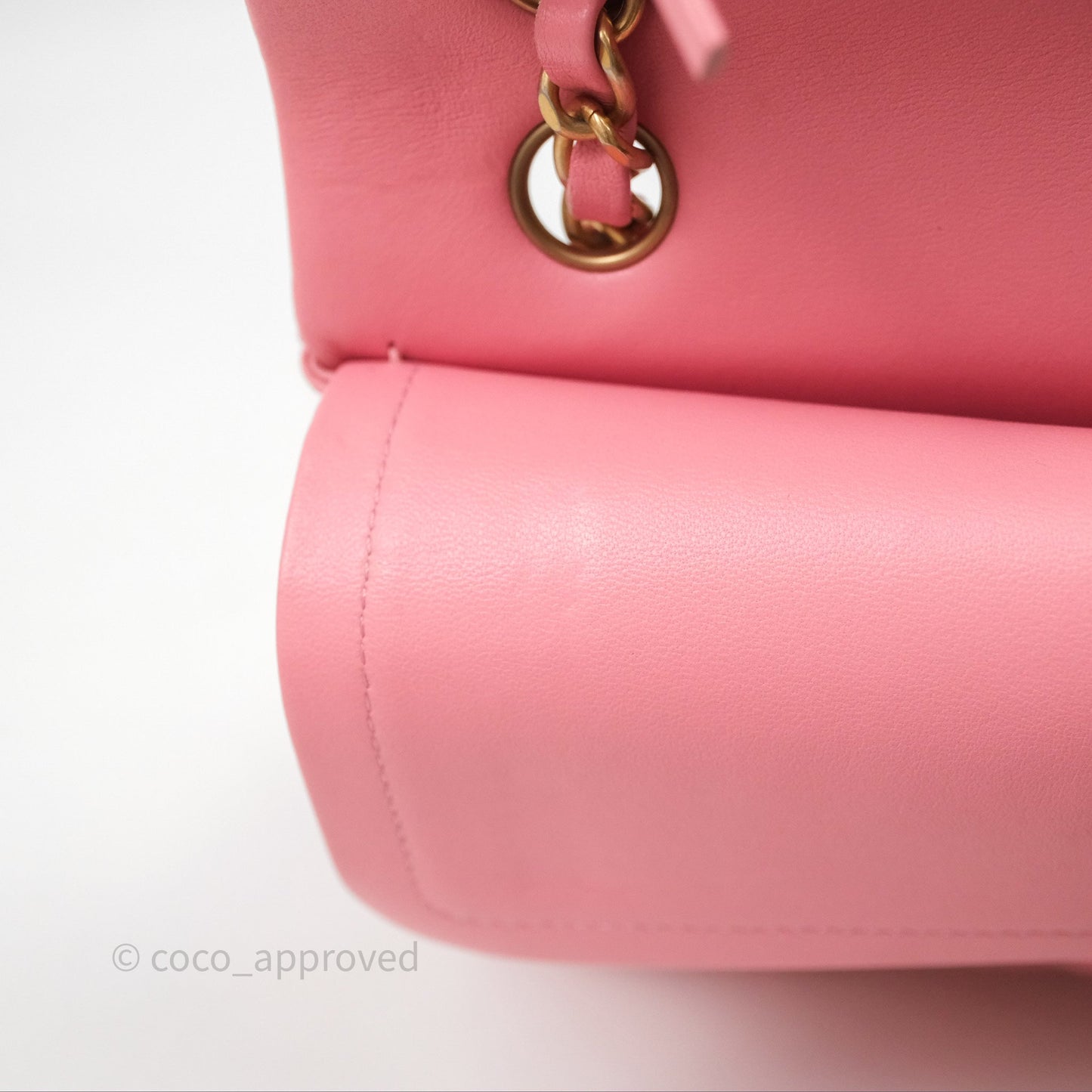 Chanel Small Classic Quilted Flap Pink Lambskin Aged Gold Hardware