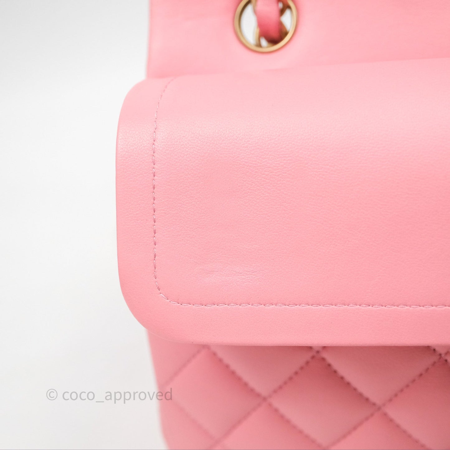 Chanel Small Classic Quilted Flap Pink Lambskin Aged Gold Hardware