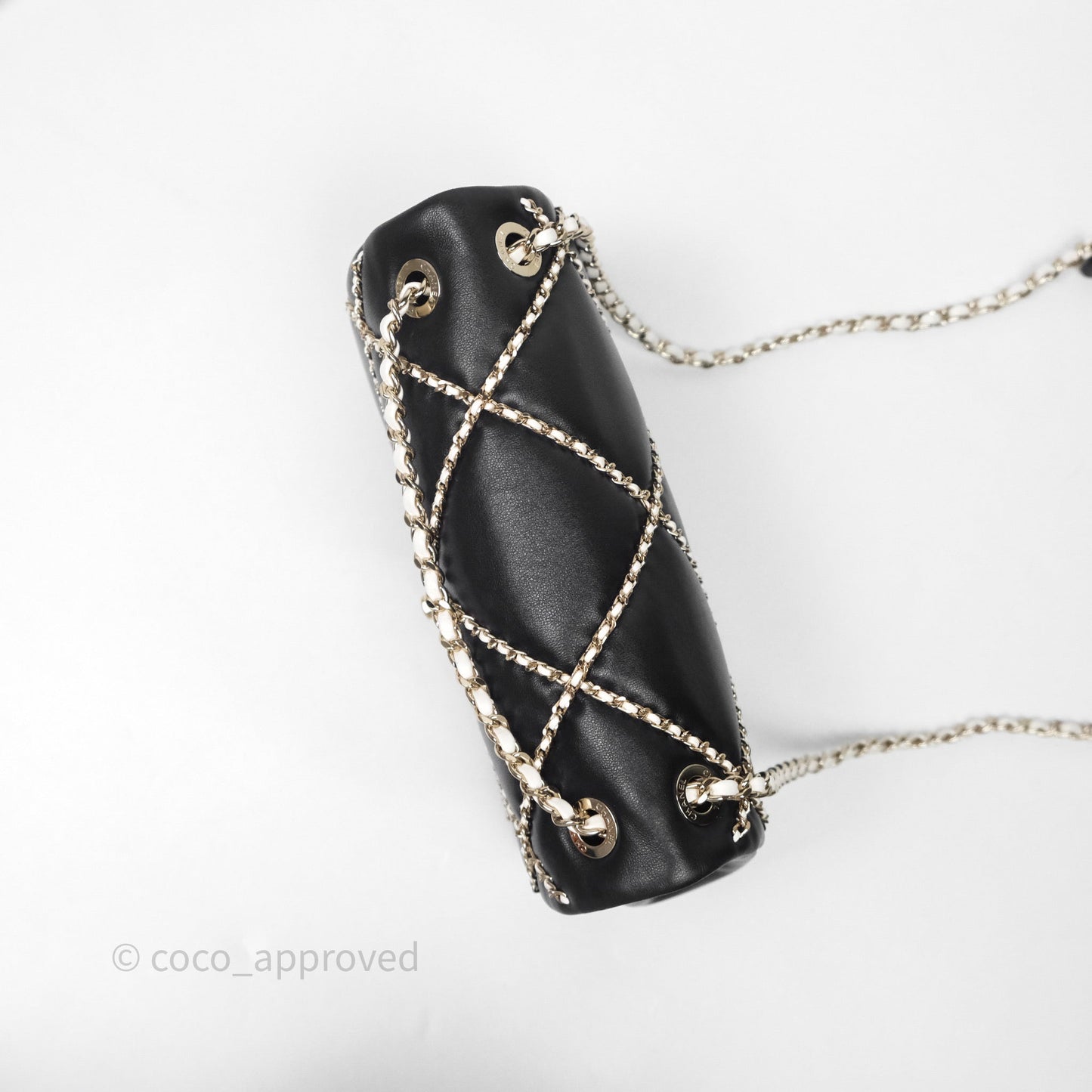 Chanel Small Entwined Chain Flap Black Lambskin Gold Hardware