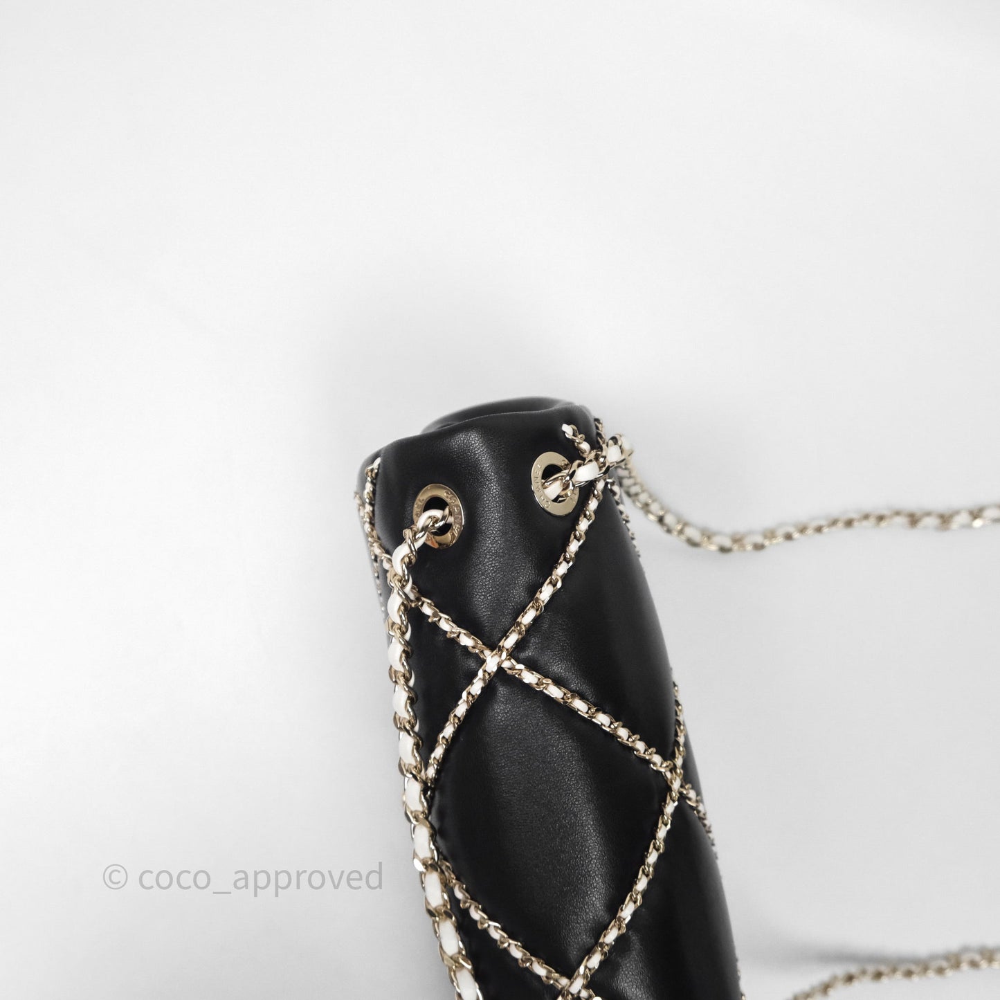 Chanel Small Entwined Chain Flap Black Lambskin Gold Hardware