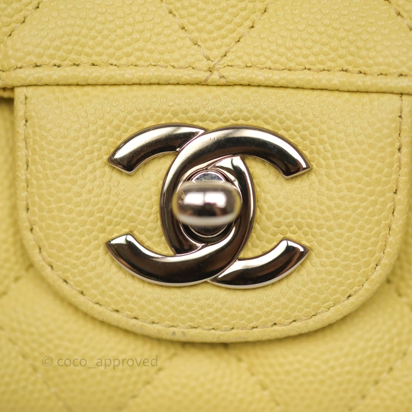 Chanel Mini Rectangular Quilted Yellow Caviar Silver Hardware