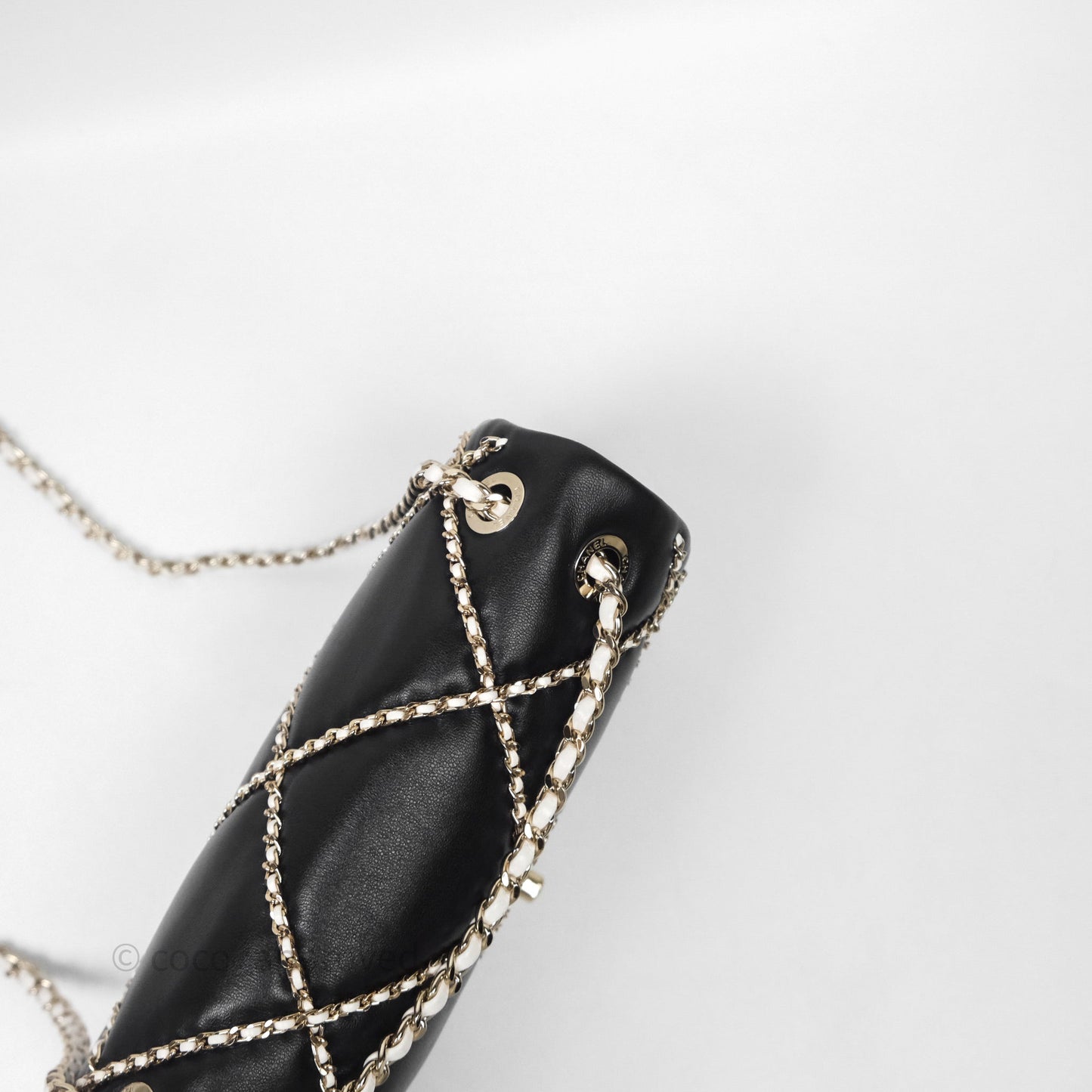 Chanel Small Entwined Chain Flap Black Lambskin Gold Hardware