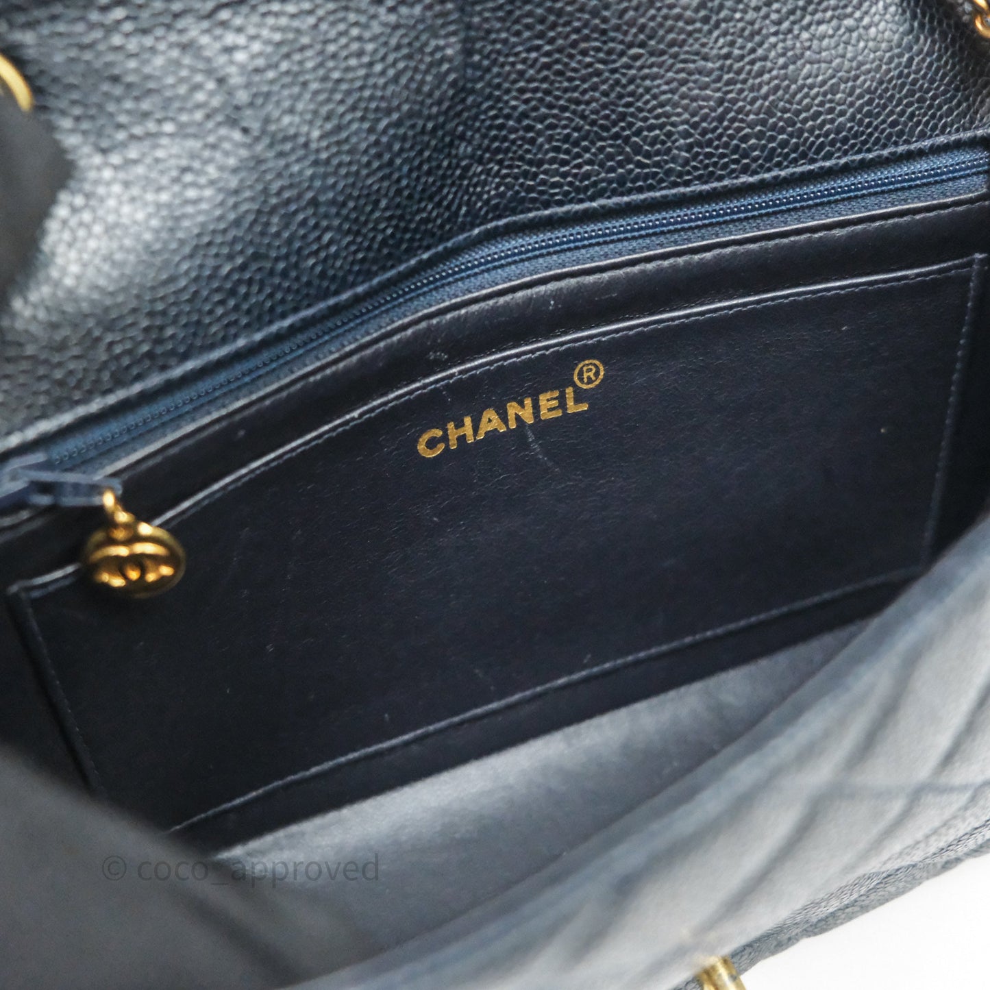 Chanel Vintage Medium Classic Diana Flap Bag Black Caviar 24K Gold Hardware