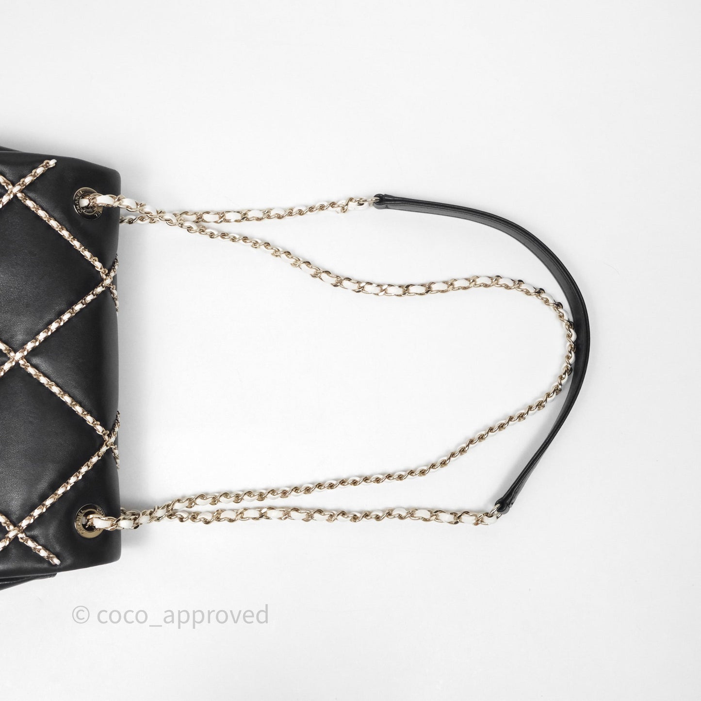 Chanel Small Entwined Chain Flap Black Lambskin Gold Hardware