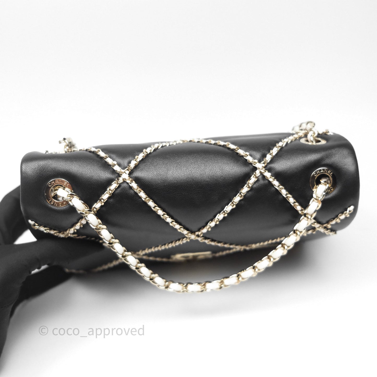 Chanel Small Entwined Chain Flap Black Lambskin Gold Hardware