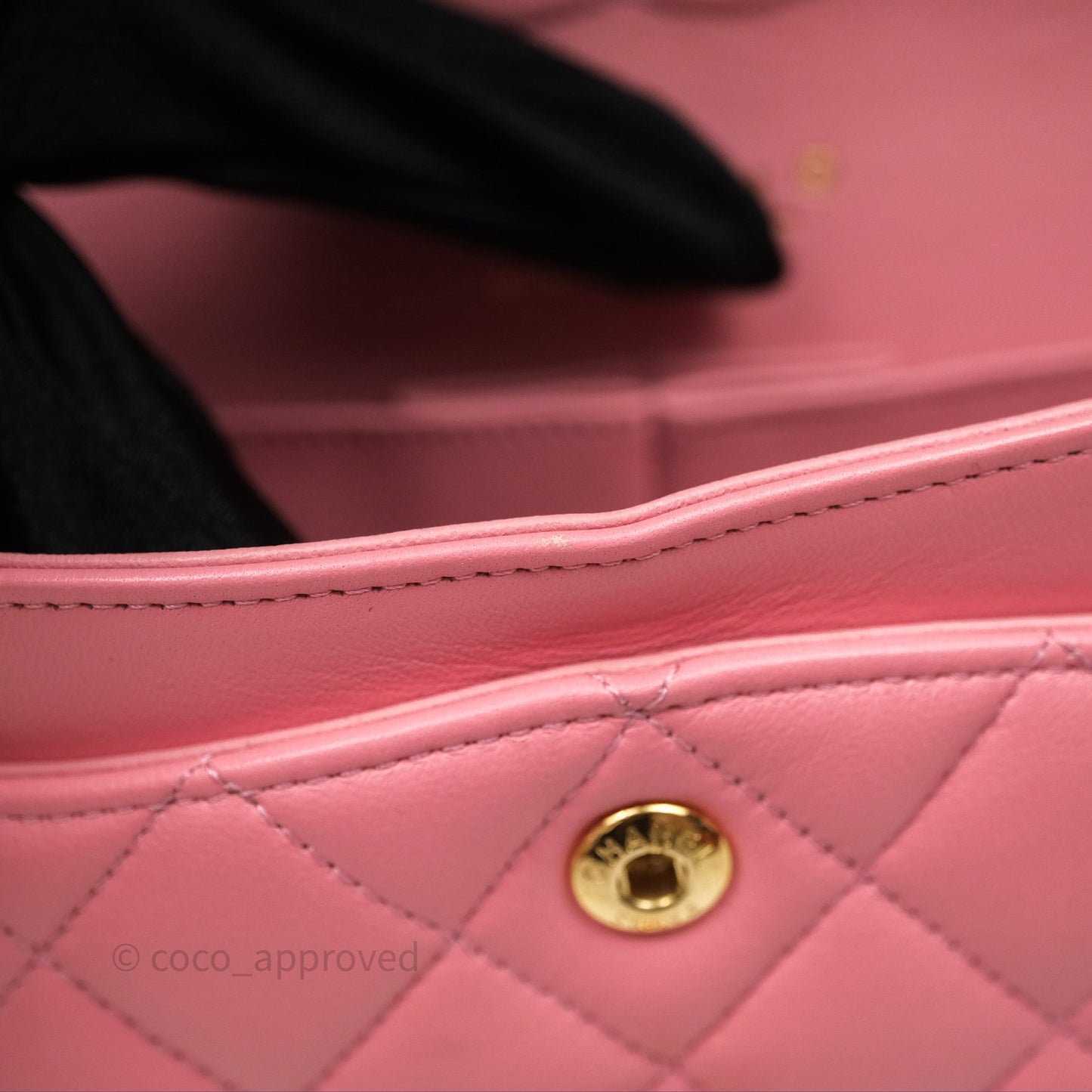 Chanel Small Classic Quilted Flap Pink Lambskin Aged Gold Hardware