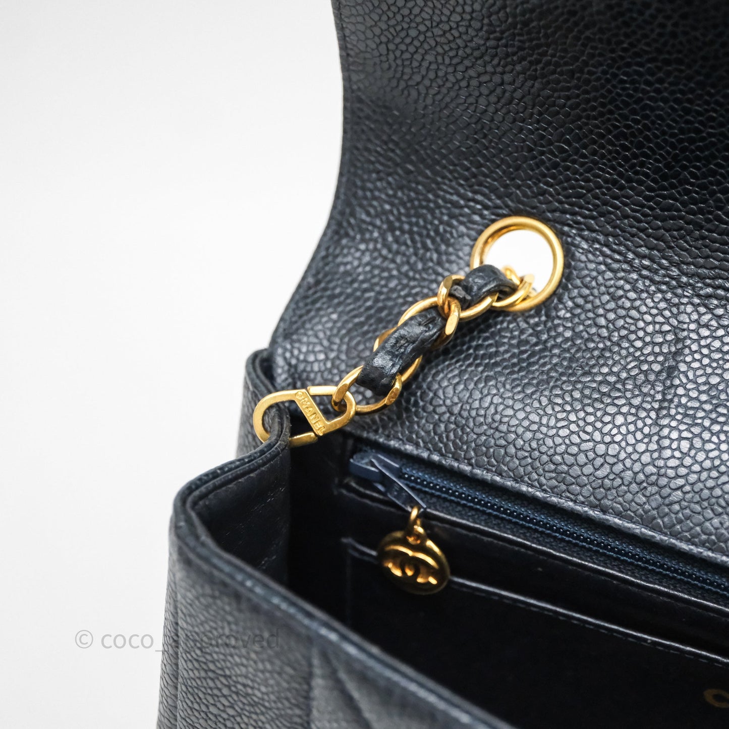 Chanel Vintage Medium Classic Diana Flap Bag Black Caviar 24K Gold Hardware