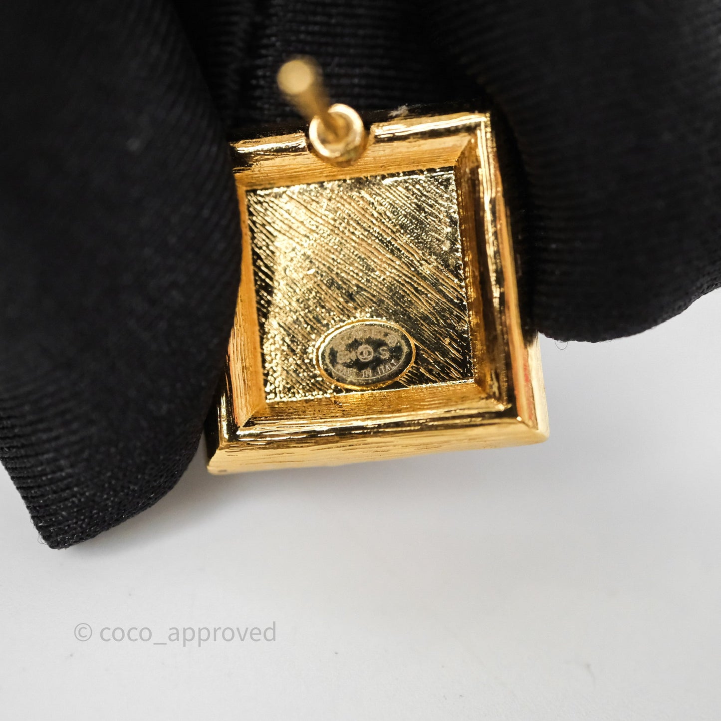 Chanel Square Crystal Pink CC Earrings Gold Tone 24S